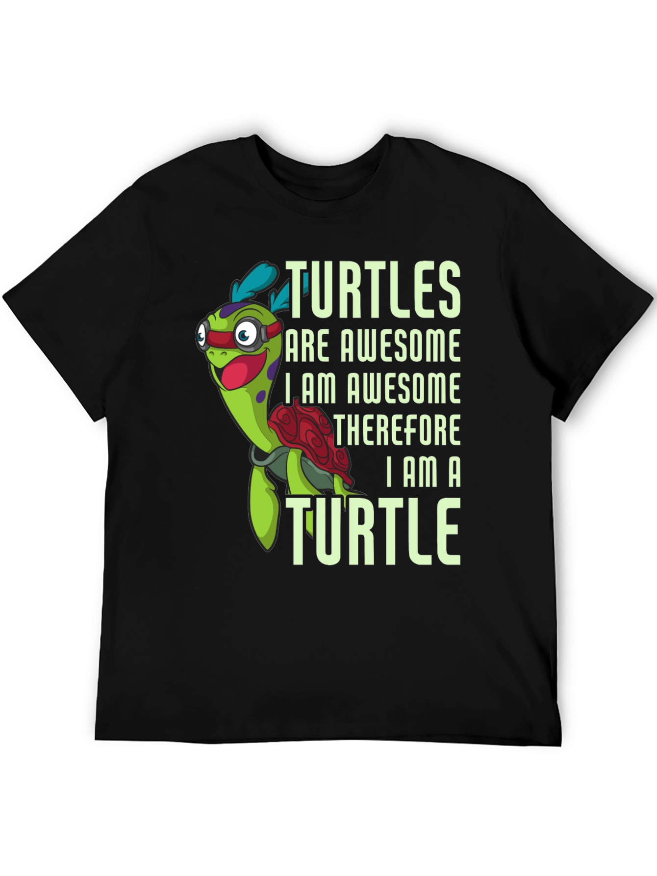Awesome Turtle Graphic Tee - Mens Black T-Shirt