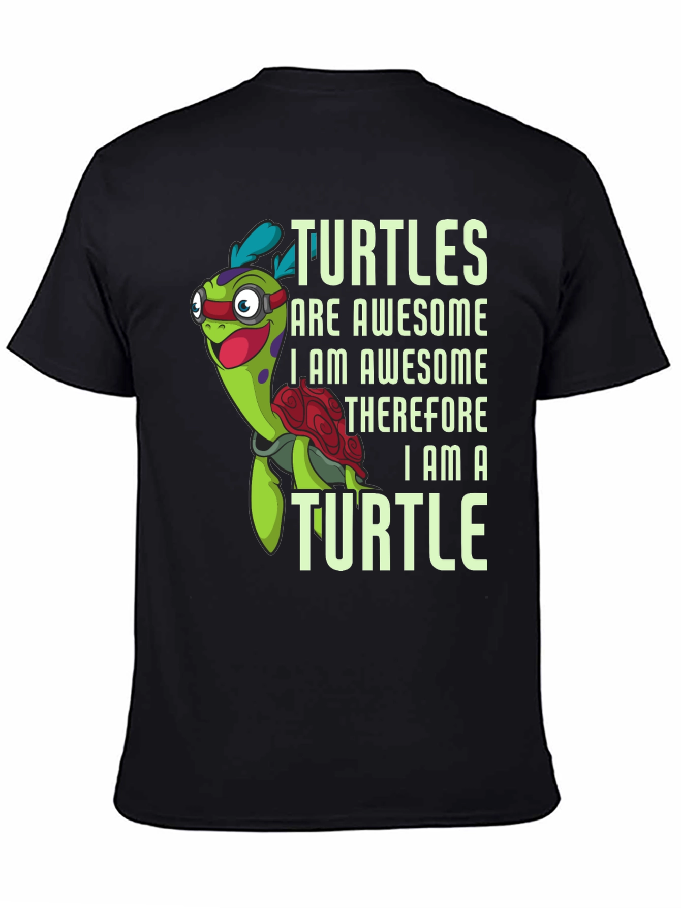 Awesome Turtle Graphic Tee - Mens Black T-Shirt