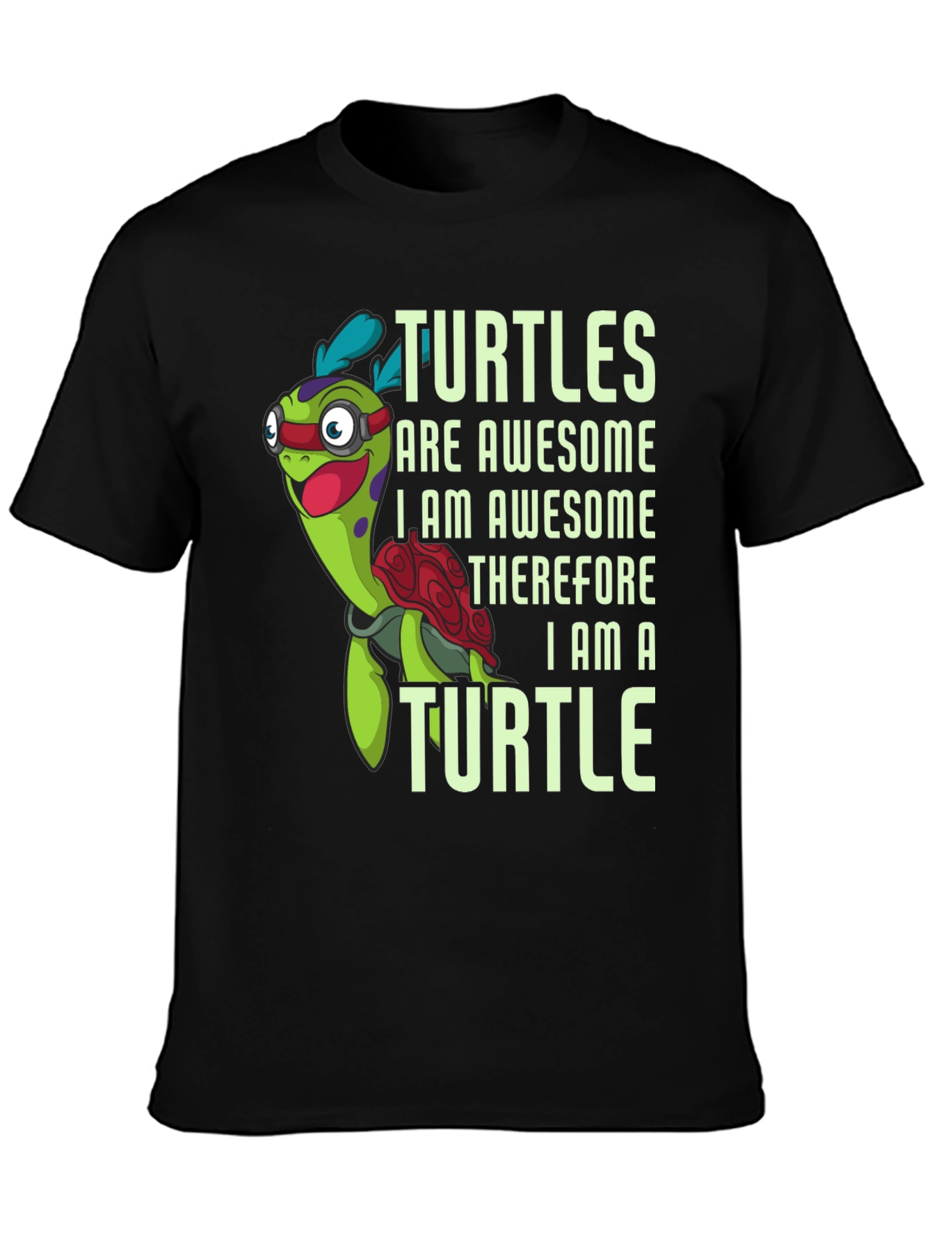 Awesome Turtle Graphic Tee - Mens Black T-Shirt