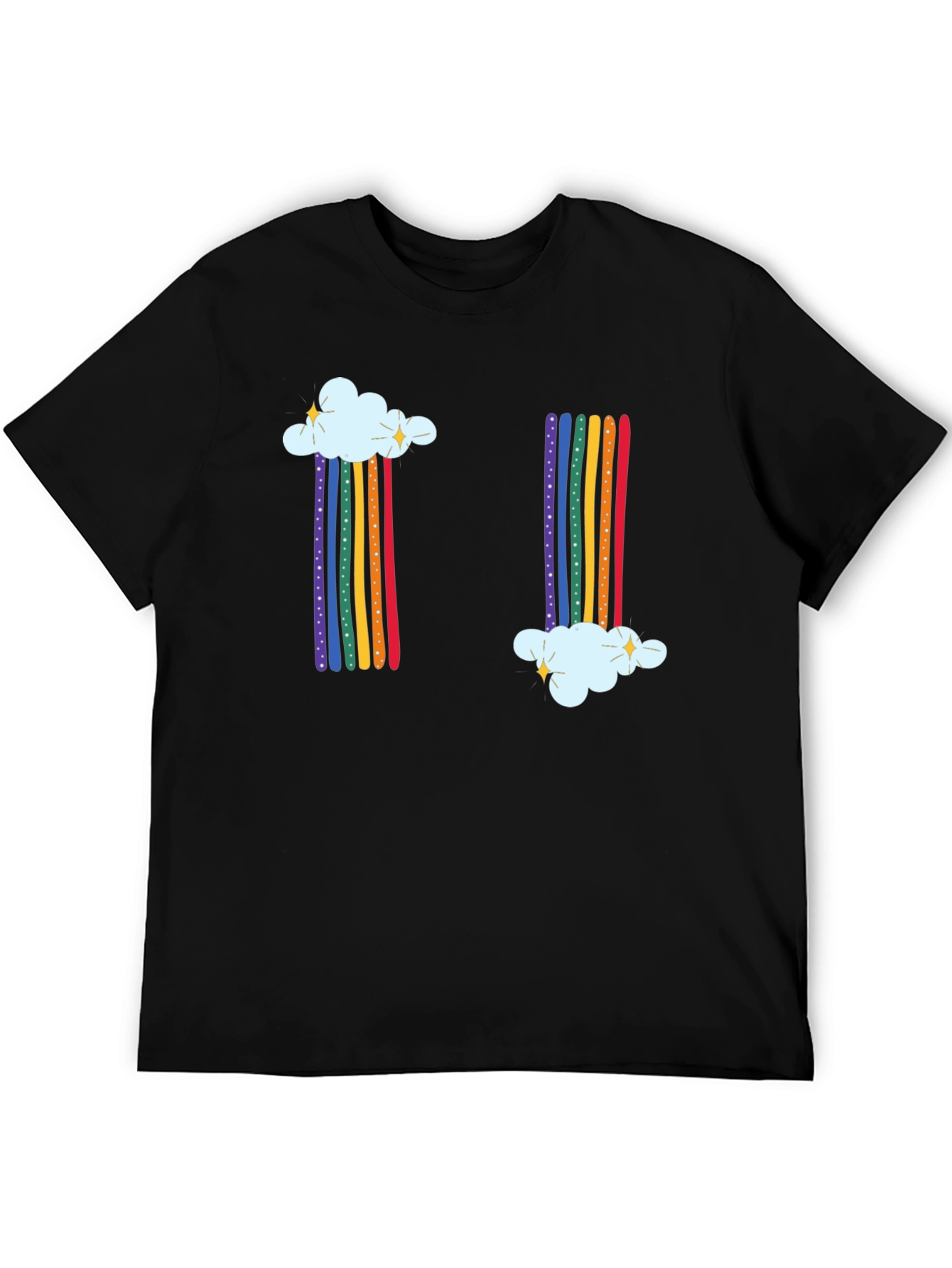 Rainbow Cloud Graphic Tee - Whimsical Black T-Shirt