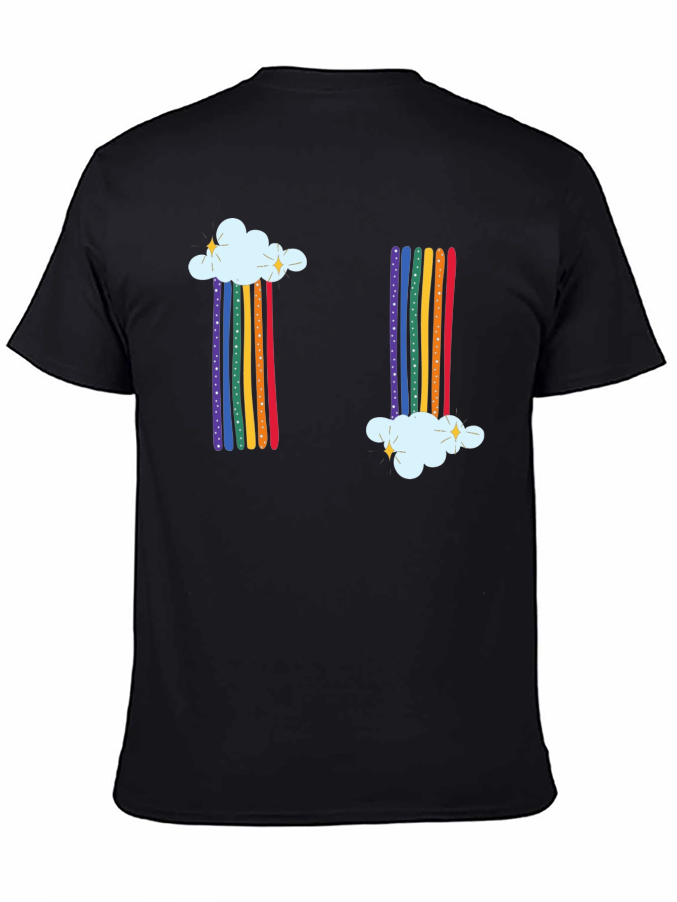 Rainbow Cloud Graphic Tee - Whimsical Black T-Shirt