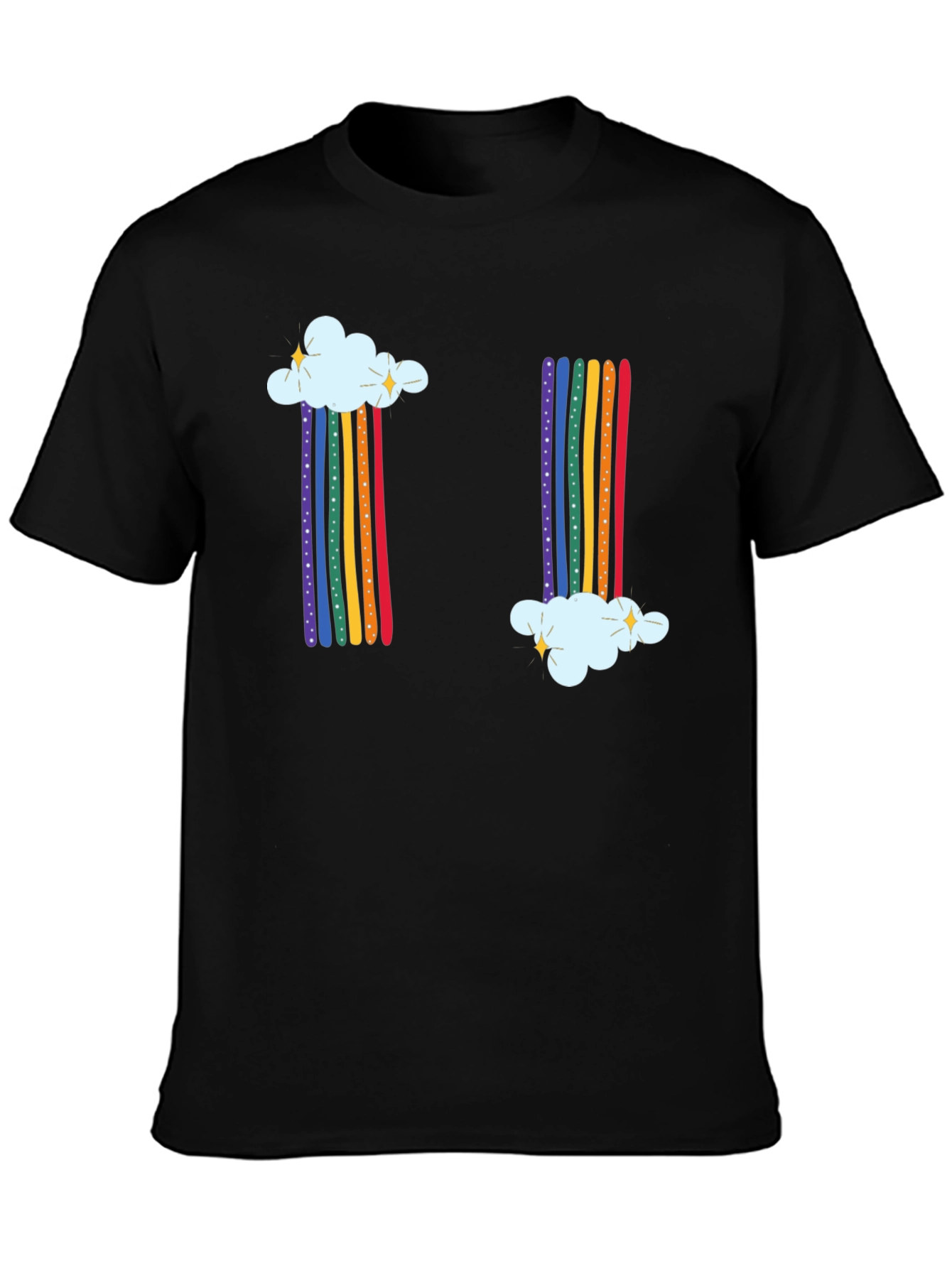 Rainbow Cloud Graphic Tee - Whimsical Black T-Shirt