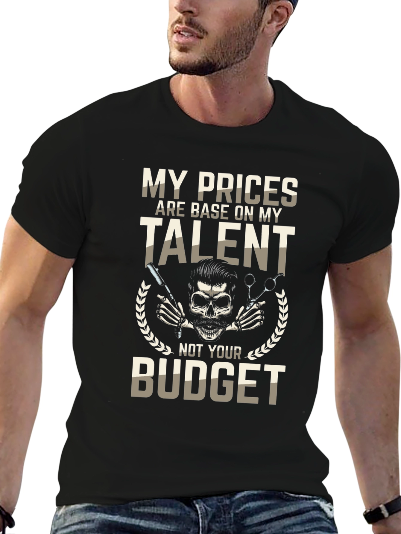 Barber Talent Graphic Tee - Hairdresser Skull T-Shirt