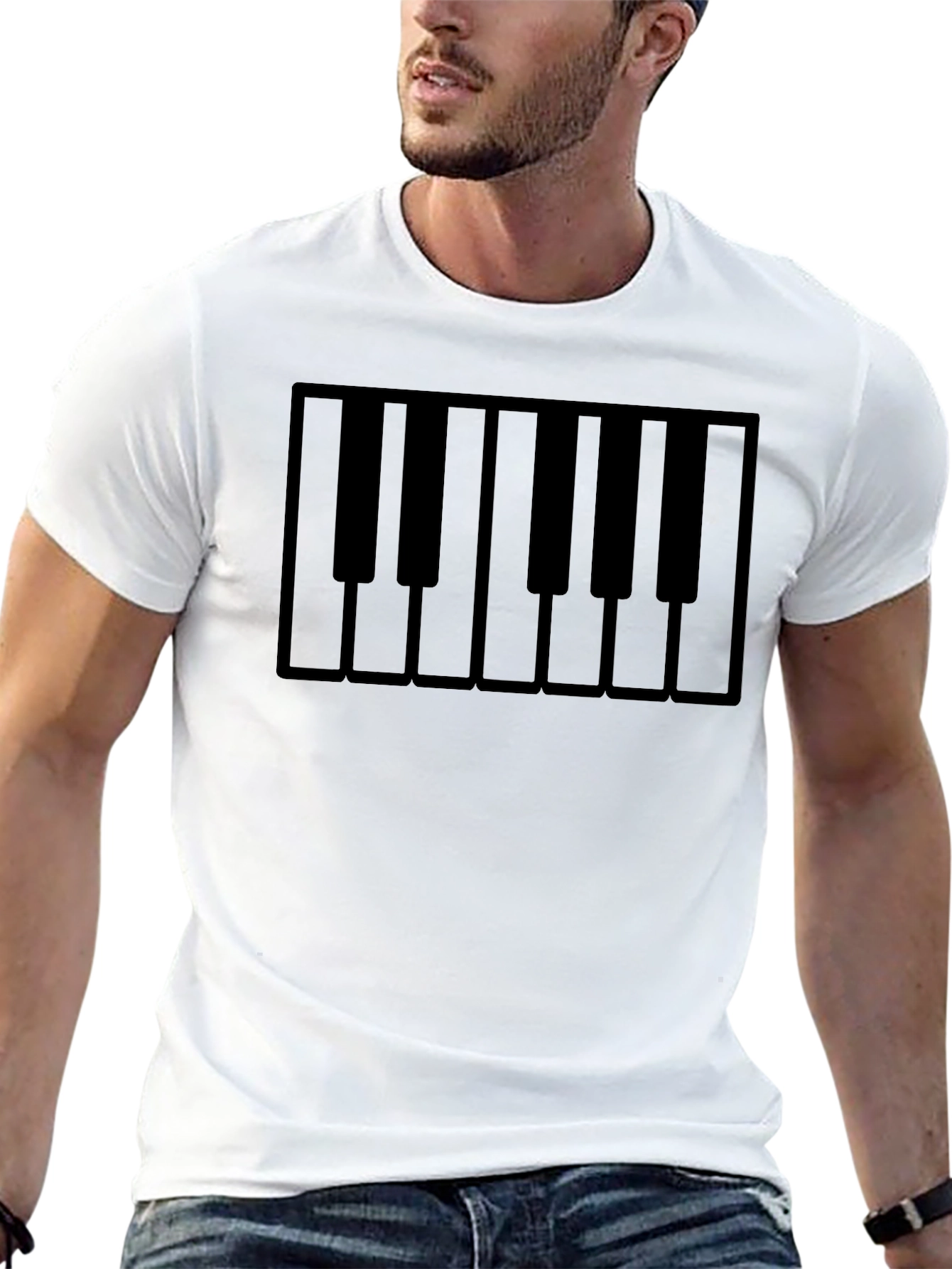 Piano Keys Graphic Print Mens T-Shirt