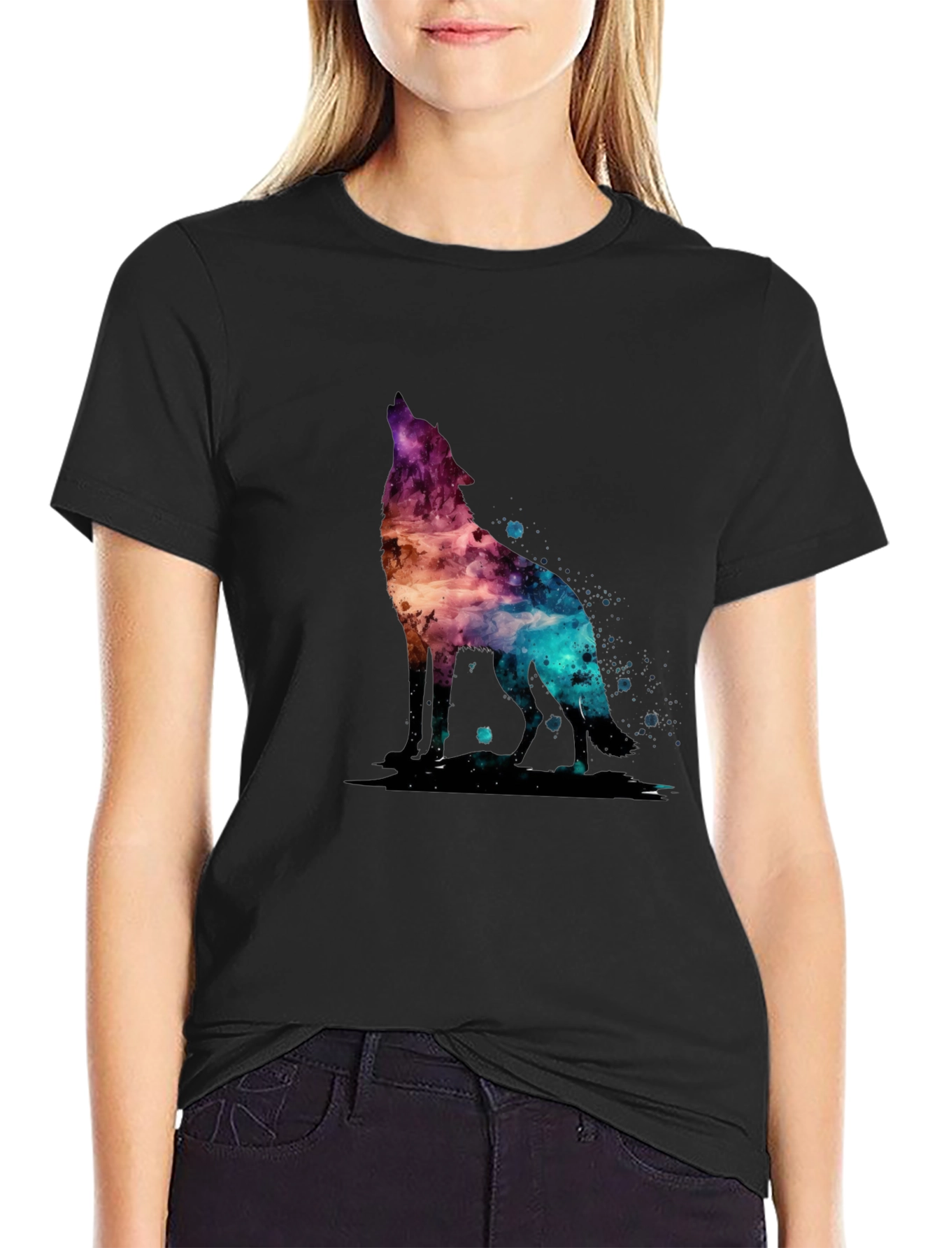Galaxy Wolf Graphic T-Shirt - Stylish Mens Tee