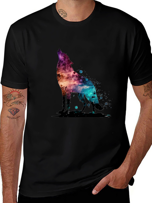 Galaxy Wolf Graphic T-Shirt - Stylish Mens Tee
