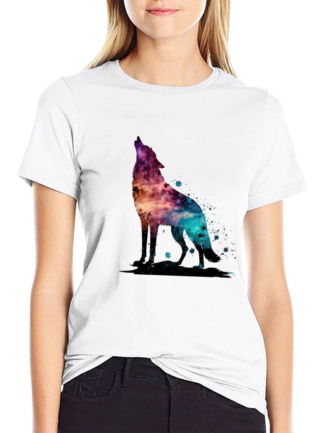 Galaxy Wolf Graphic T-Shirt - Stylish Mens Tee
