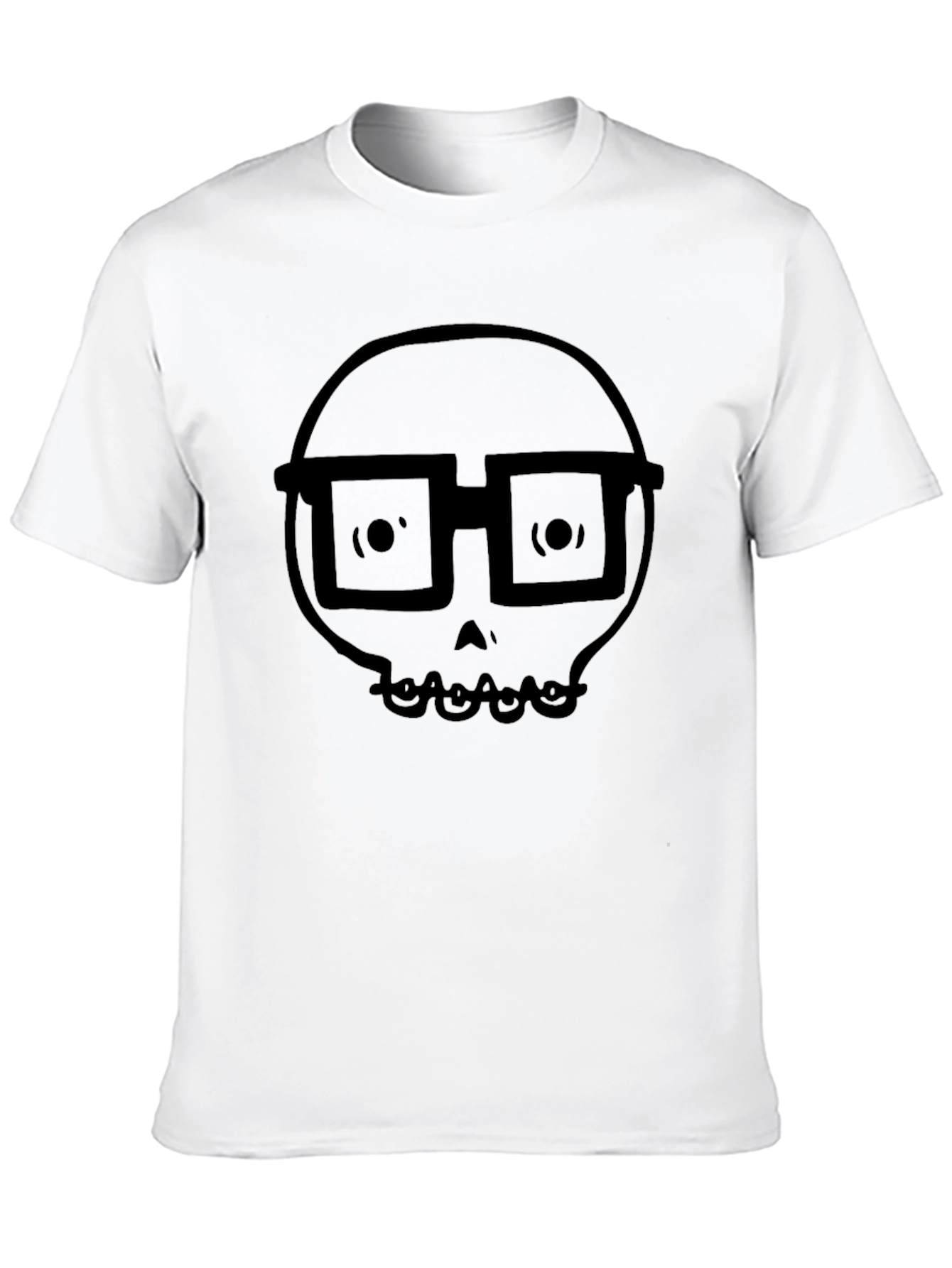 Skull with Glasses Graphic Tee - Mens Black T-Shirt