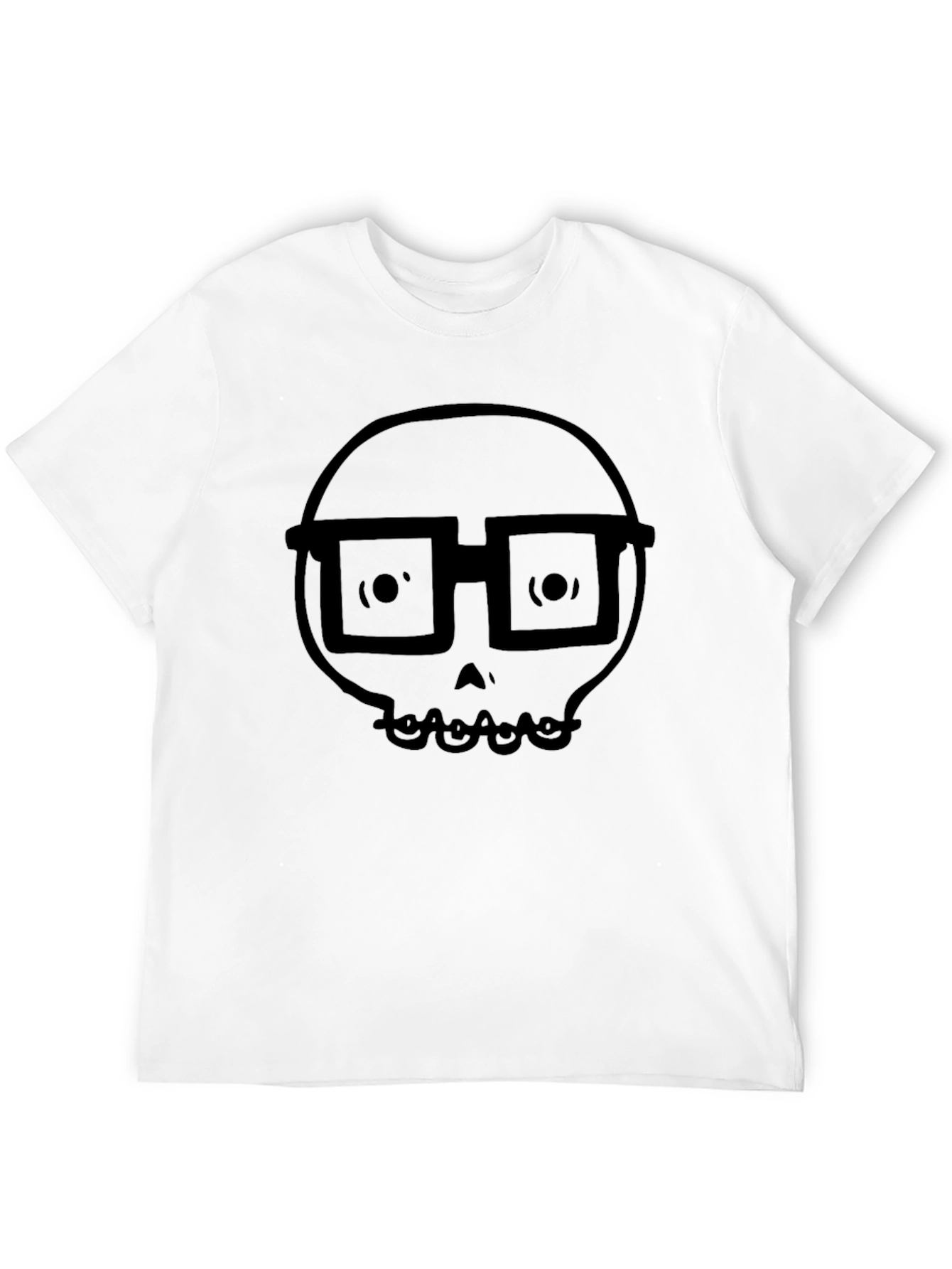Skull with Glasses Graphic Tee - Mens Black T-Shirt