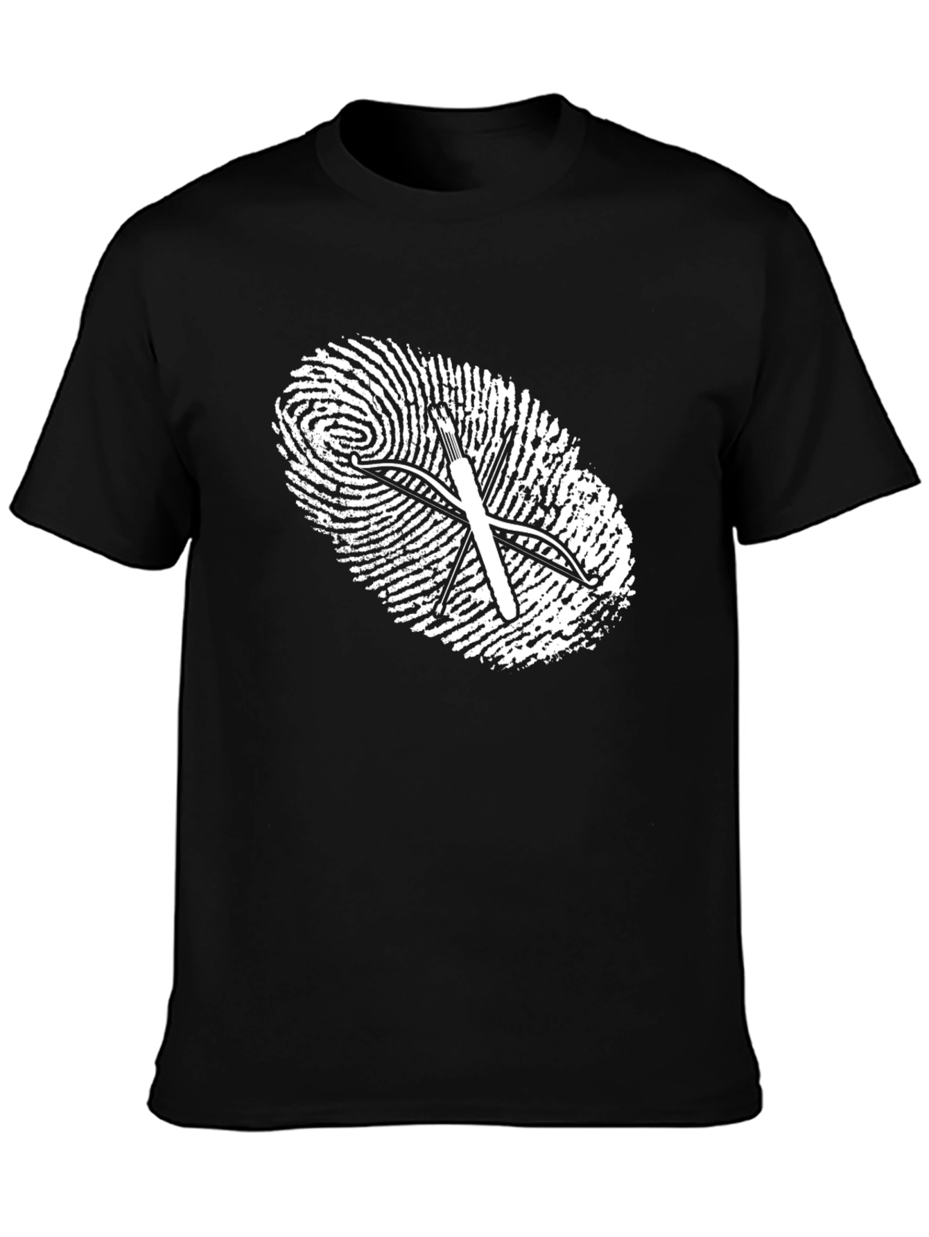Archery Fingerprint Graphic Tee - Black Cotton Shirt