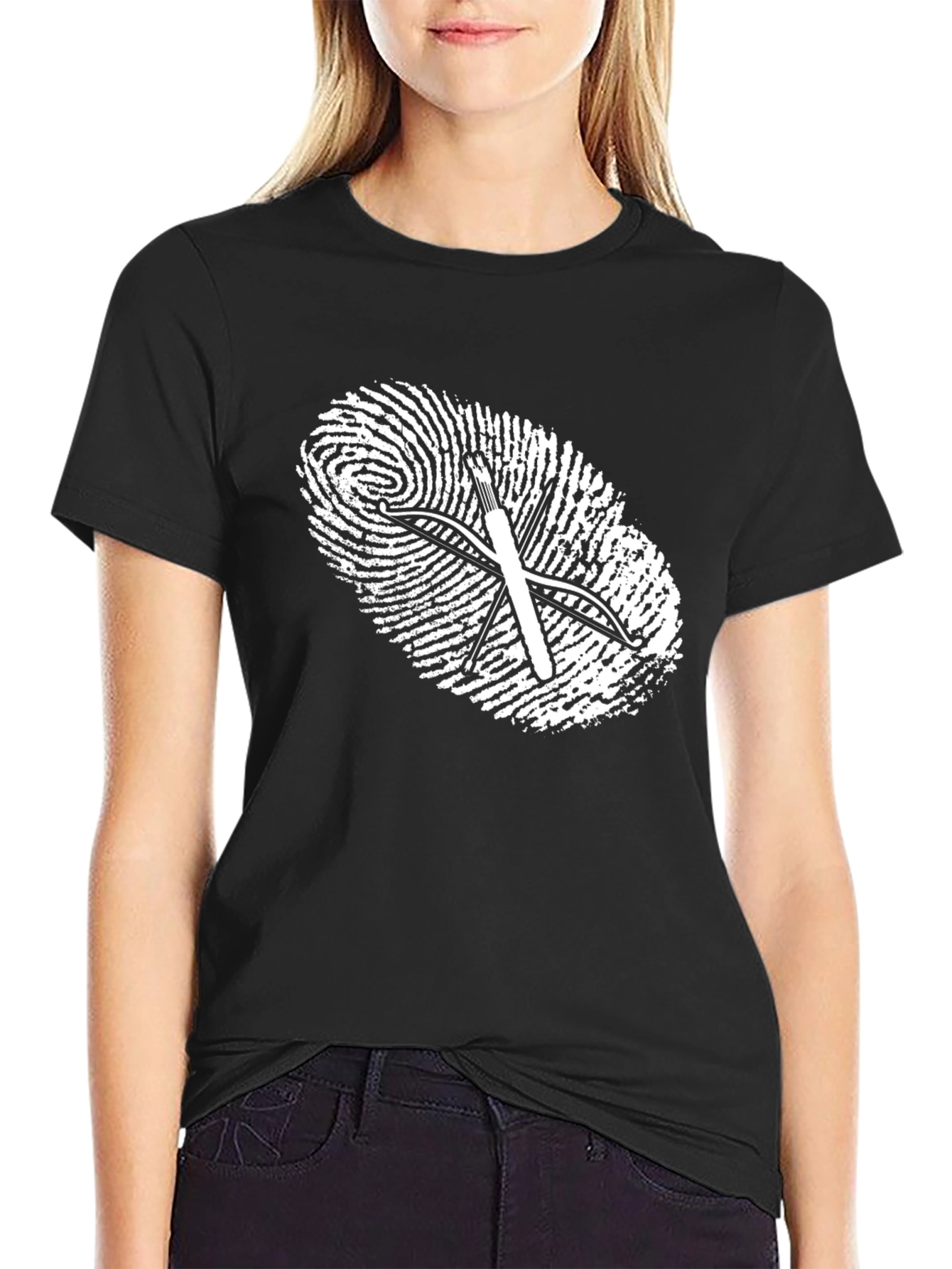 Archery Fingerprint Graphic Tee - Black Cotton Shirt