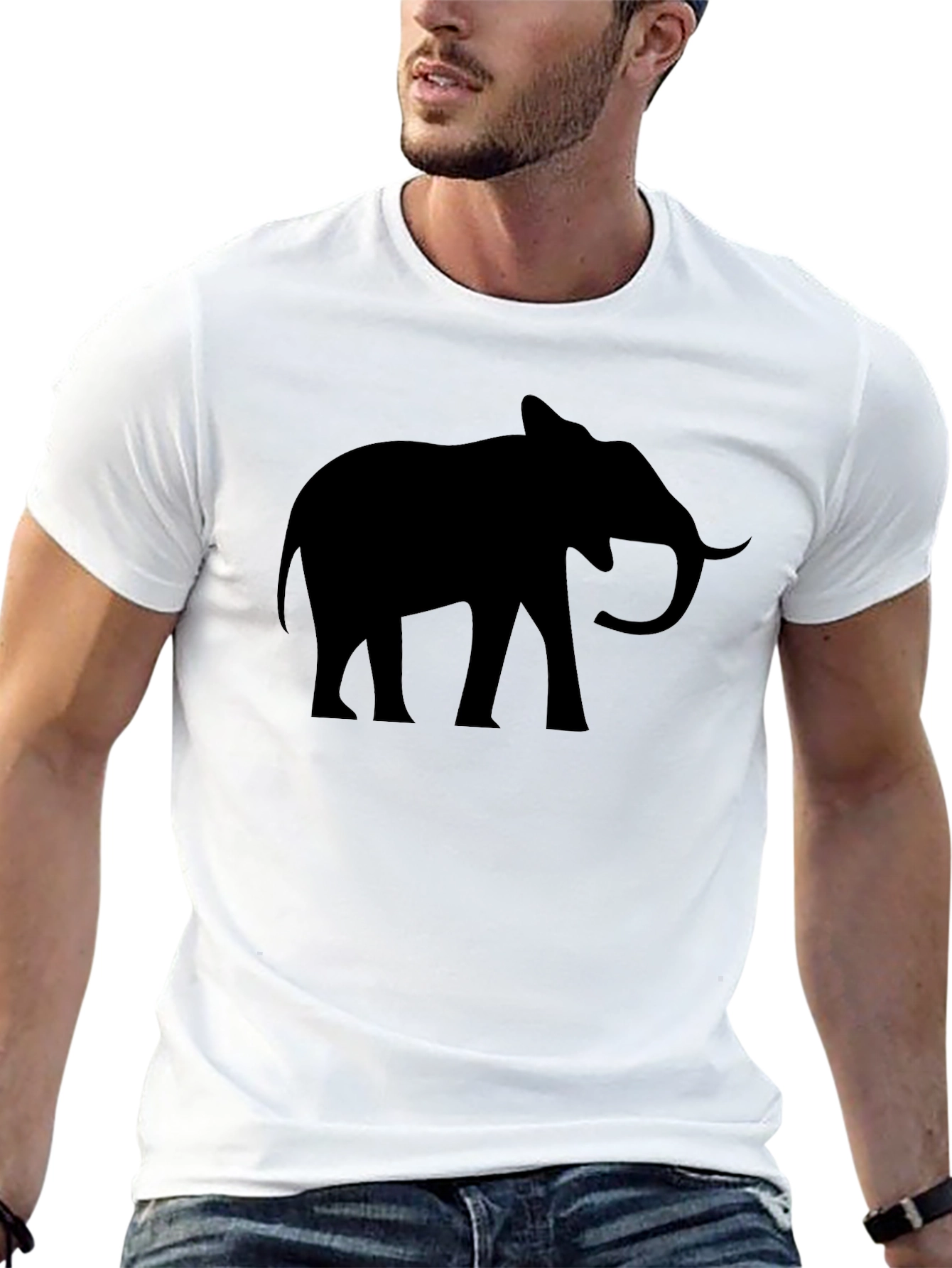 Elephant Silhouette Graphic Tee - Black