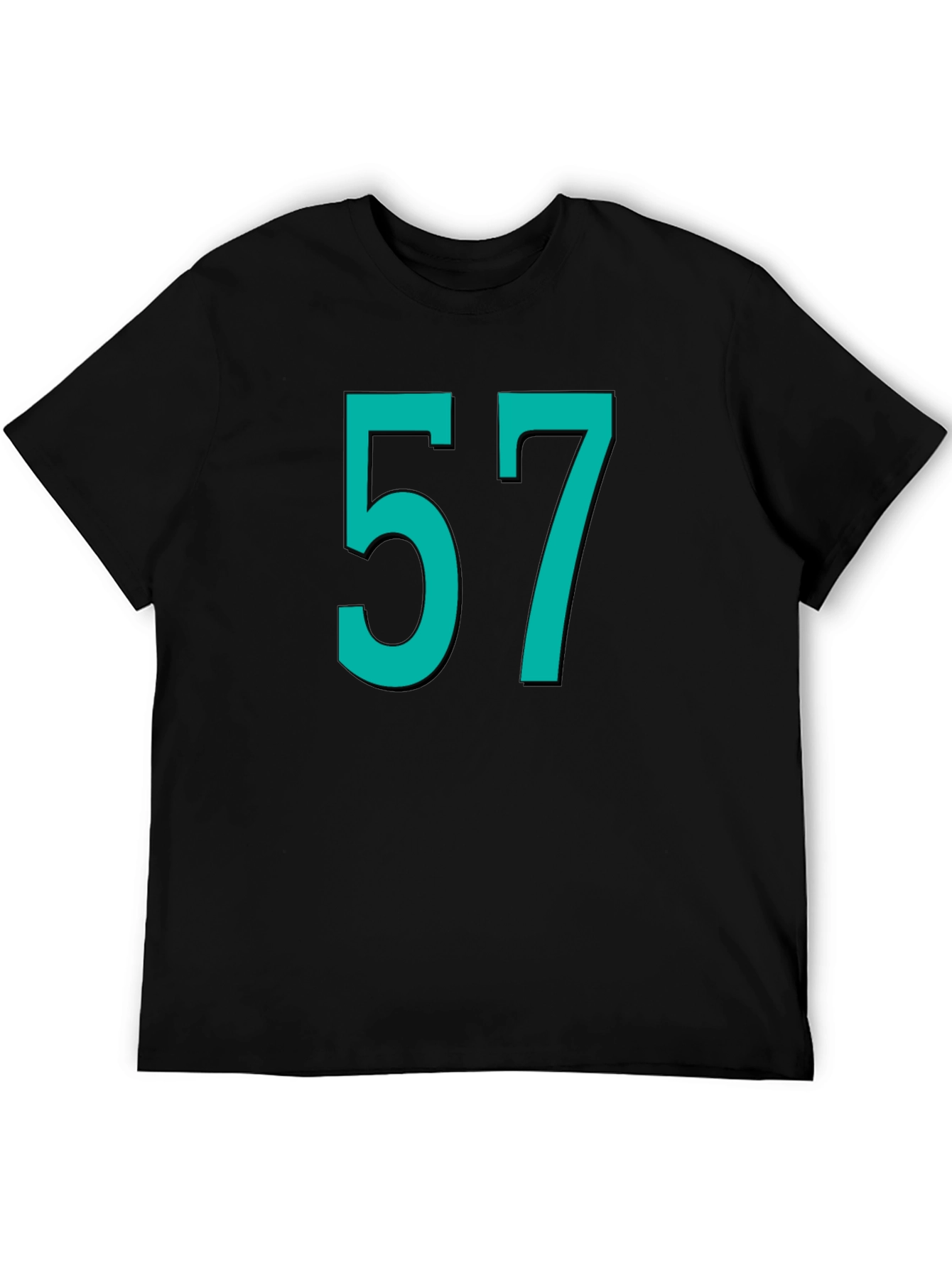 Lucky Number 57 Graphic Tee - Black Cotton T-Shirt