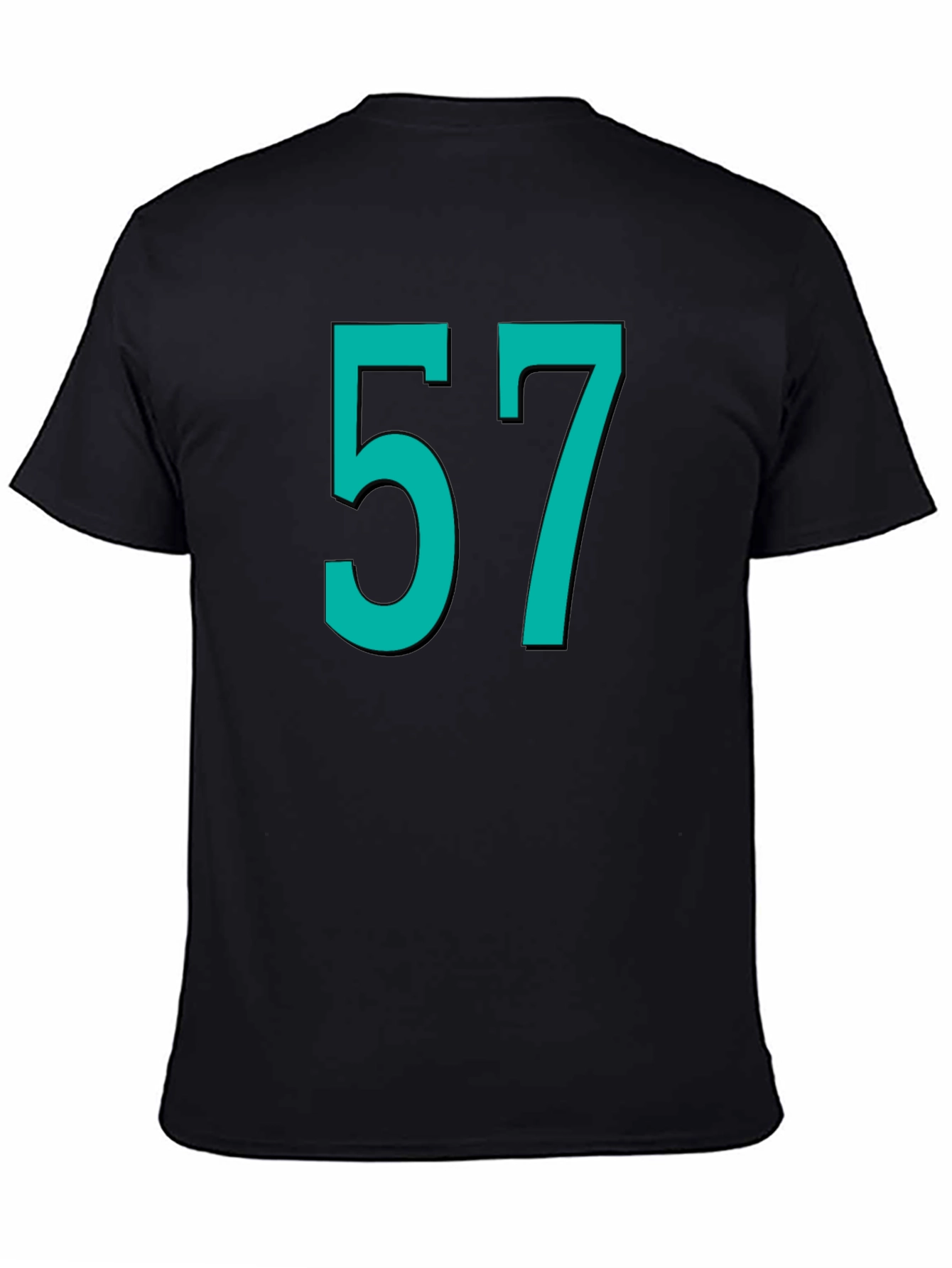 Lucky Number 57 Graphic Tee - Black Cotton T-Shirt