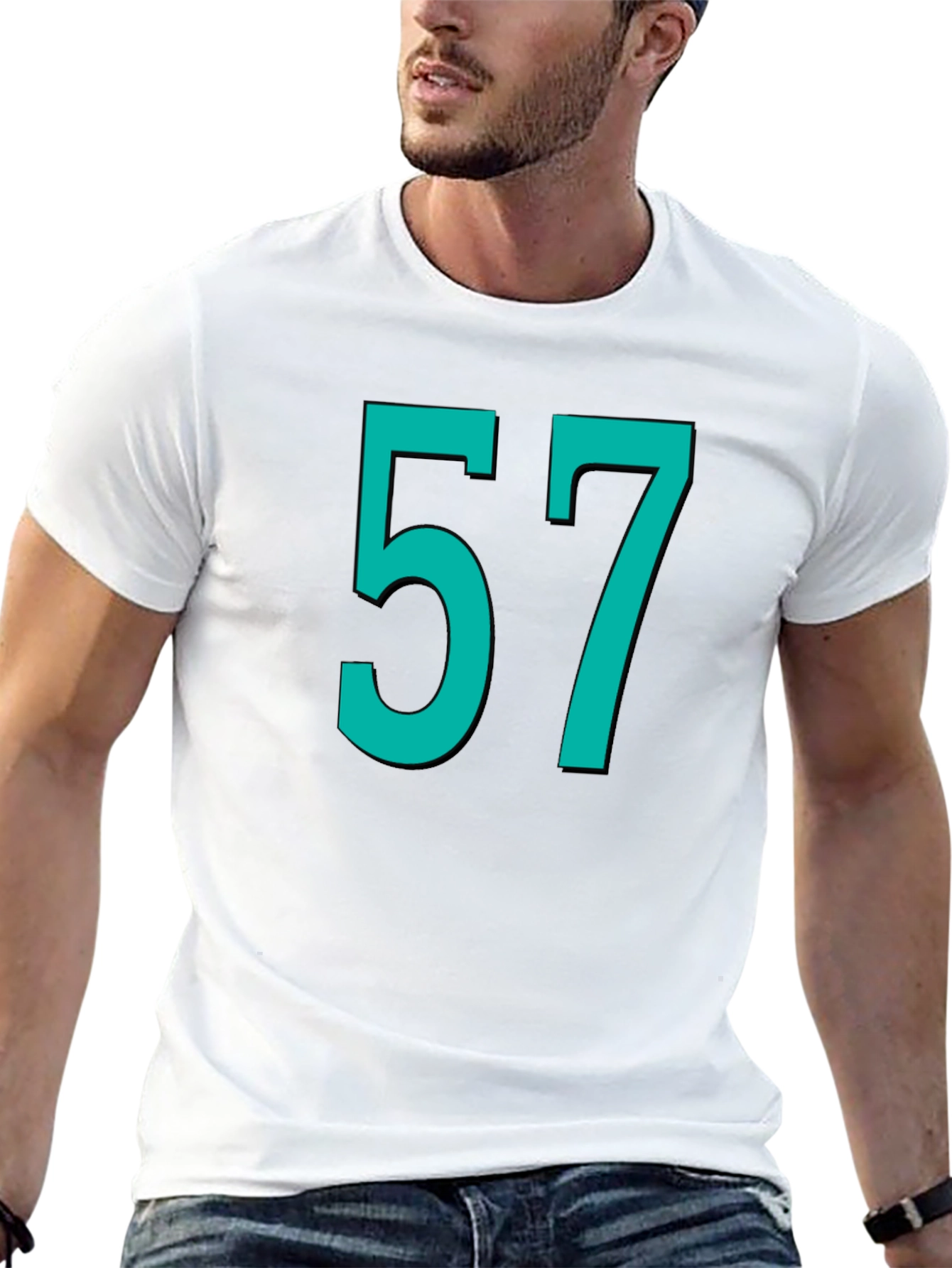 Lucky Number 57 Graphic Tee - Black Cotton T-Shirt