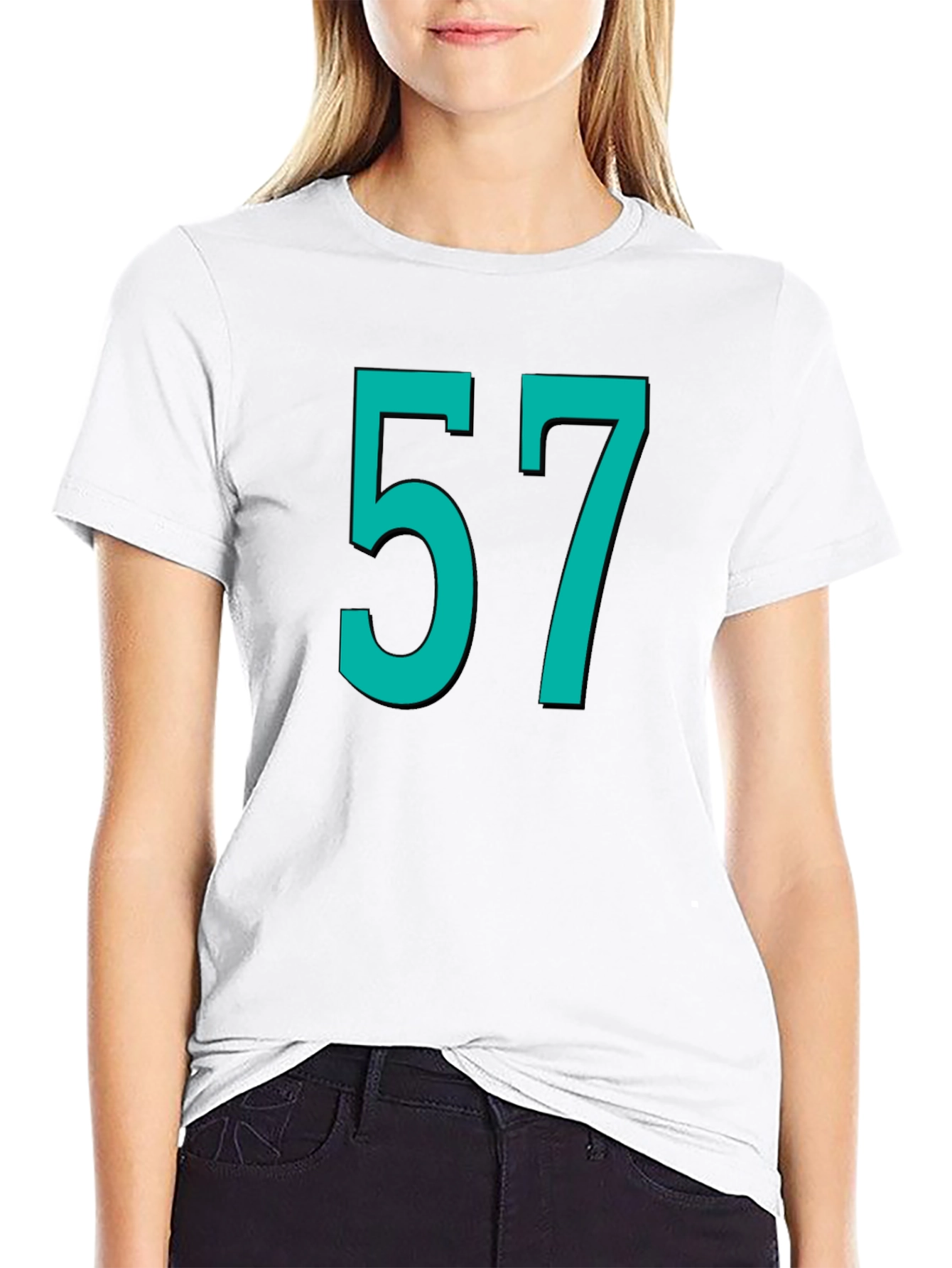Lucky Number 57 Graphic Tee - Black Cotton T-Shirt