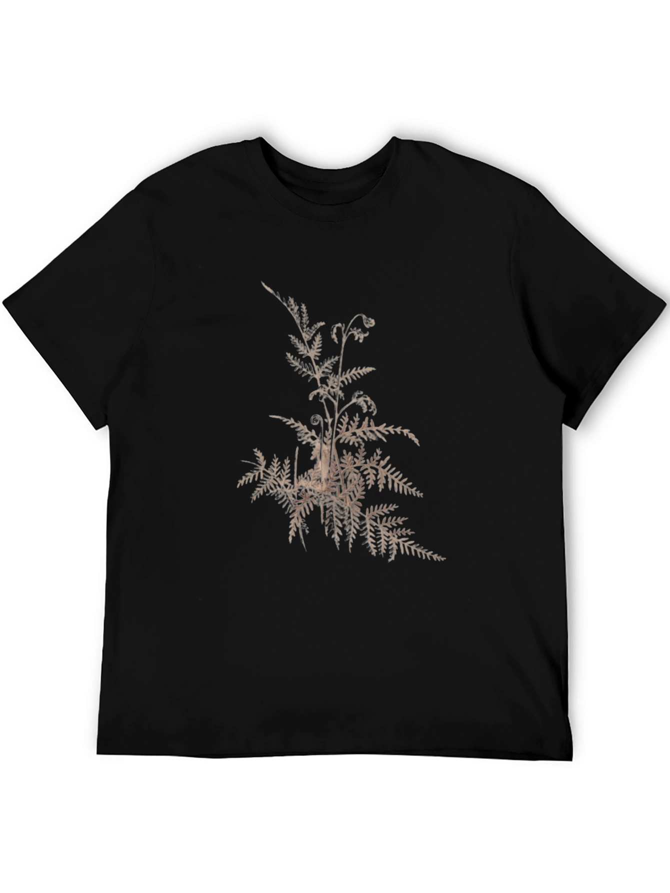 Botanical Fern Print T-Shirt - Black