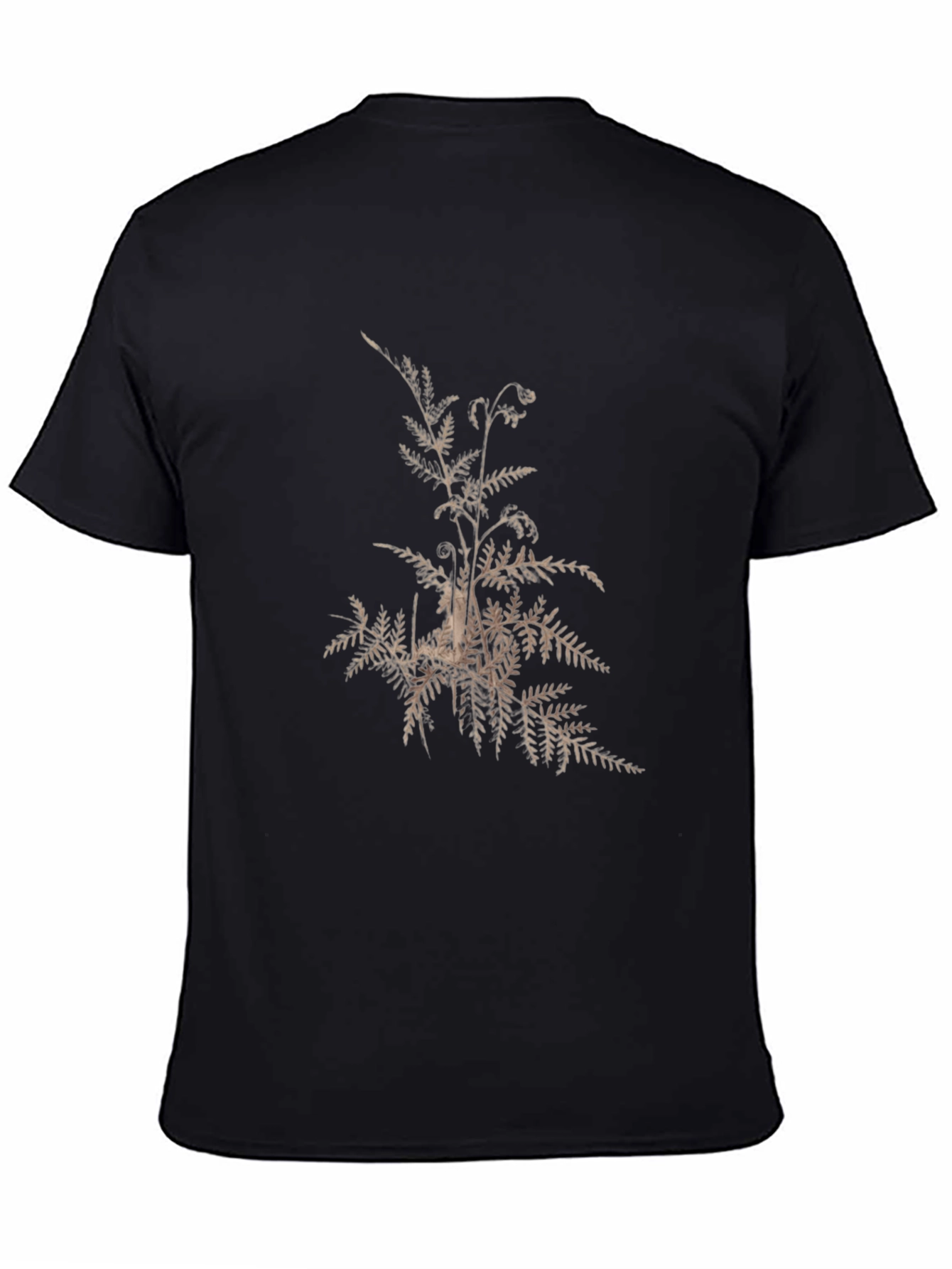 Botanical Fern Print T-Shirt - Black