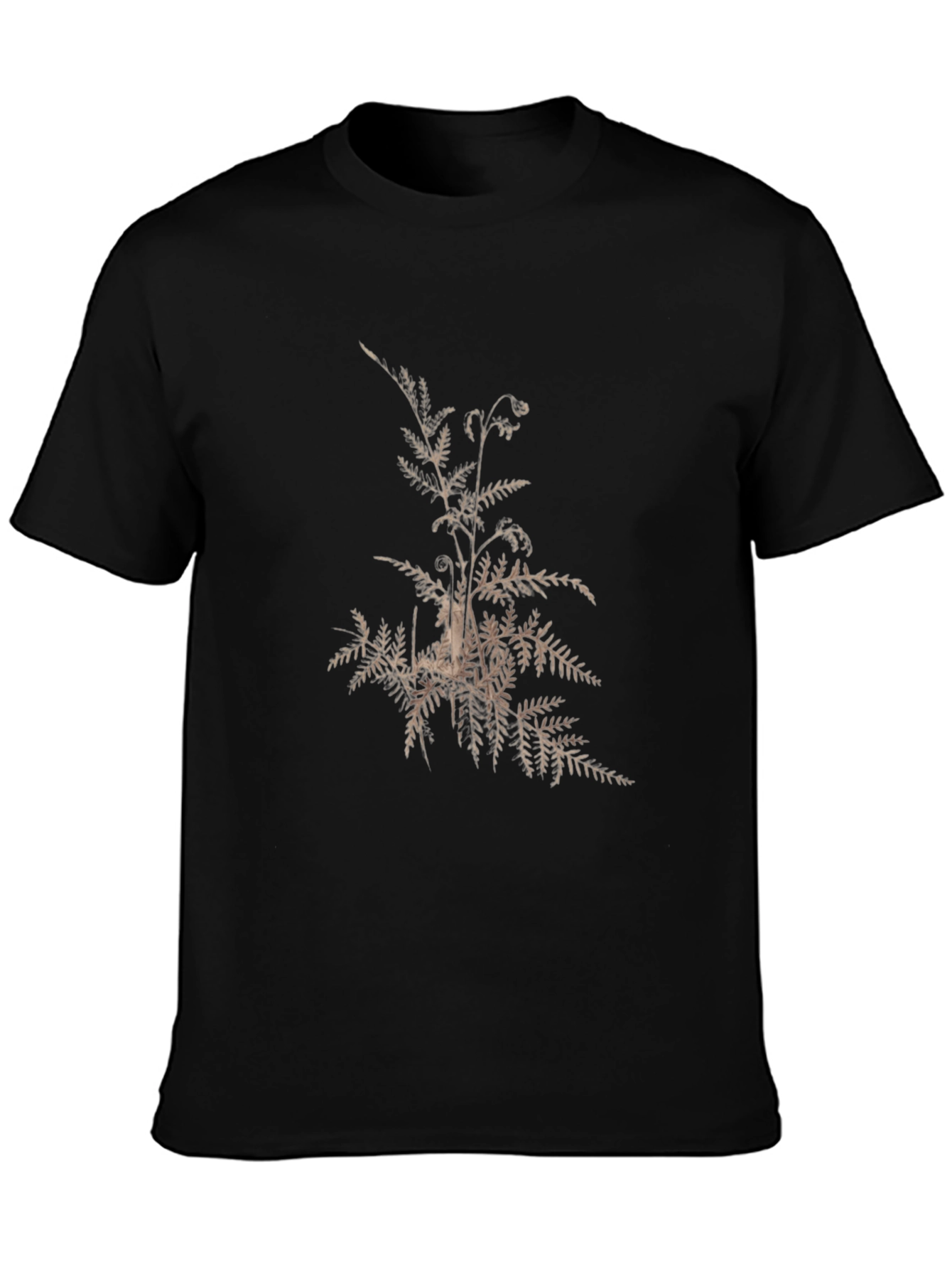 Botanical Fern Print T-Shirt - Black