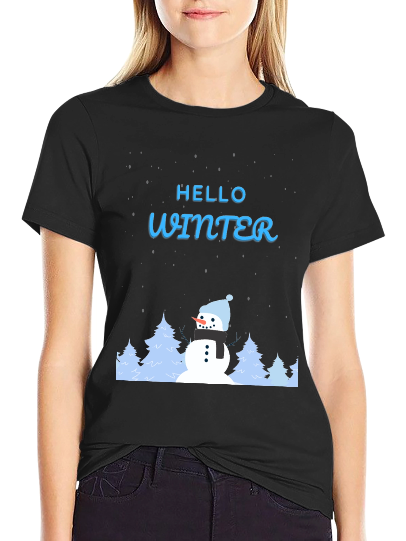 Hello Winter Snowman Graphic Tee