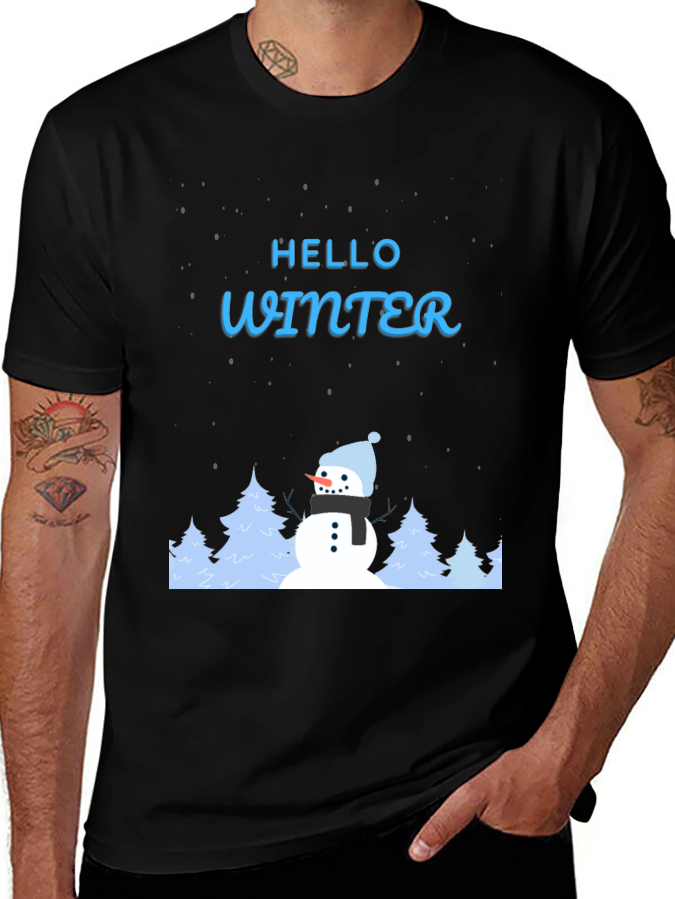 Hello Winter Snowman Graphic Tee