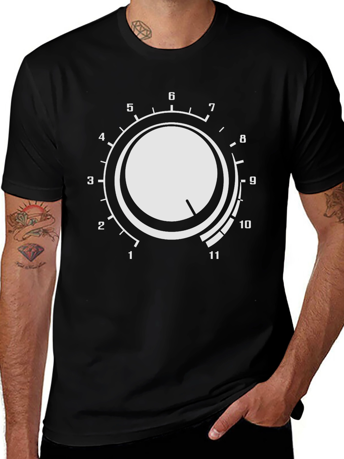 Volume Knob Graphic Tee - Black Cotton T-Shirt