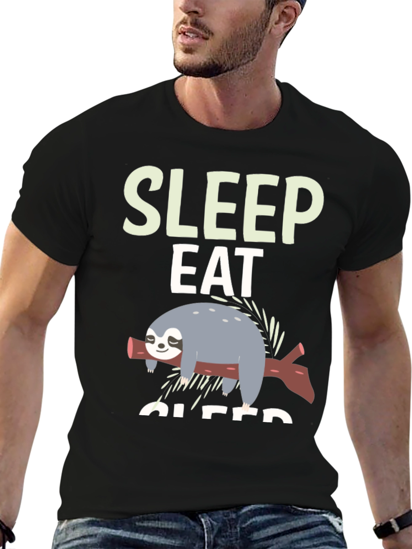 Sleep Eat Sloth Tee - Funny Relaxed Graphic T-Shirt