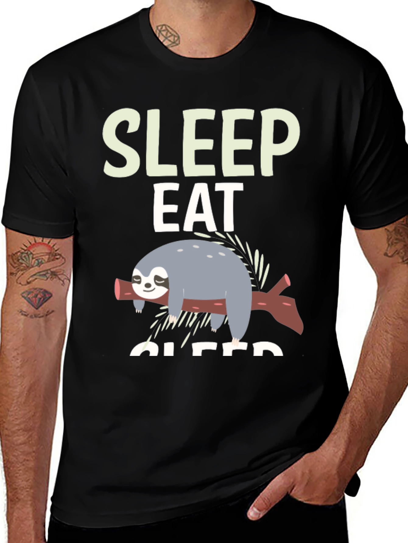 Sleep Eat Sloth Tee - Funny Relaxed Graphic T-Shirt