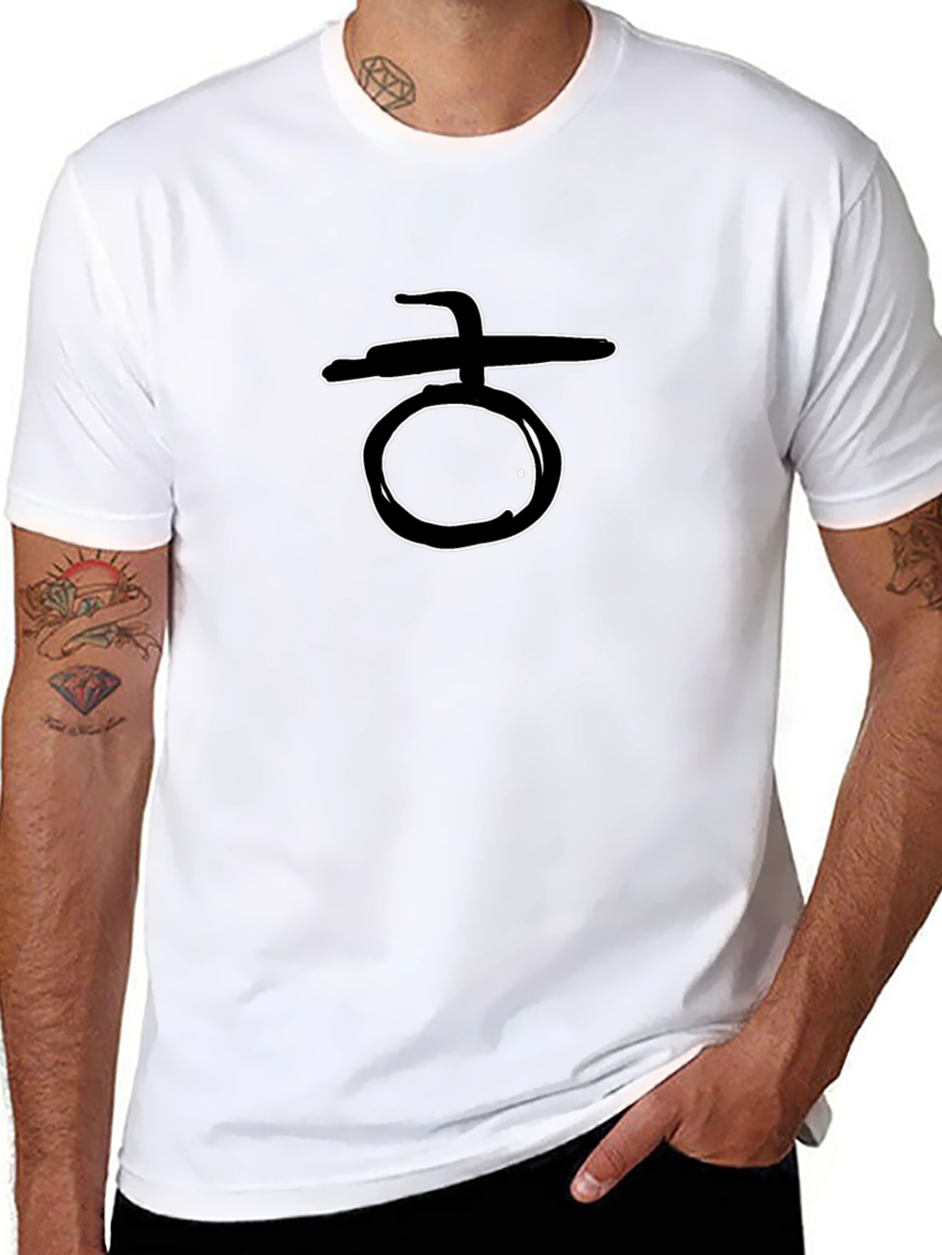 Abstract Symbol Graphic Print Black T-Shirt
