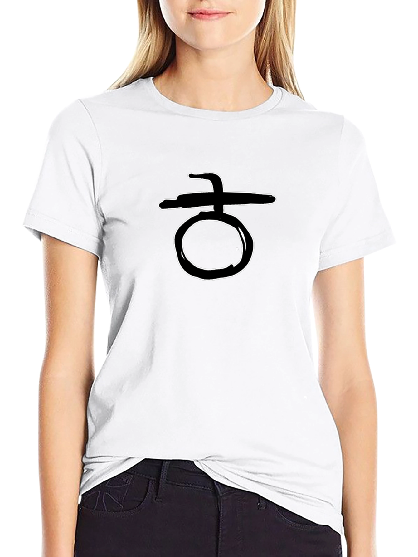 Abstract Symbol Graphic Print Black T-Shirt