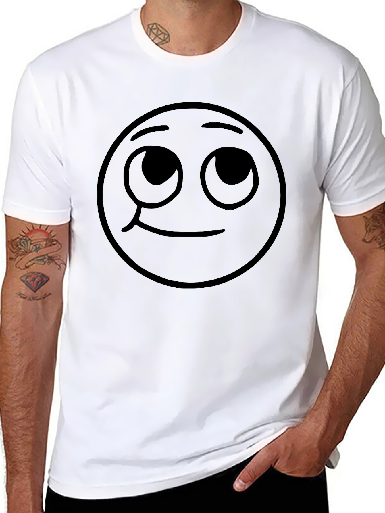 Whimsical Emoji Graphic T-Shirt - Black
