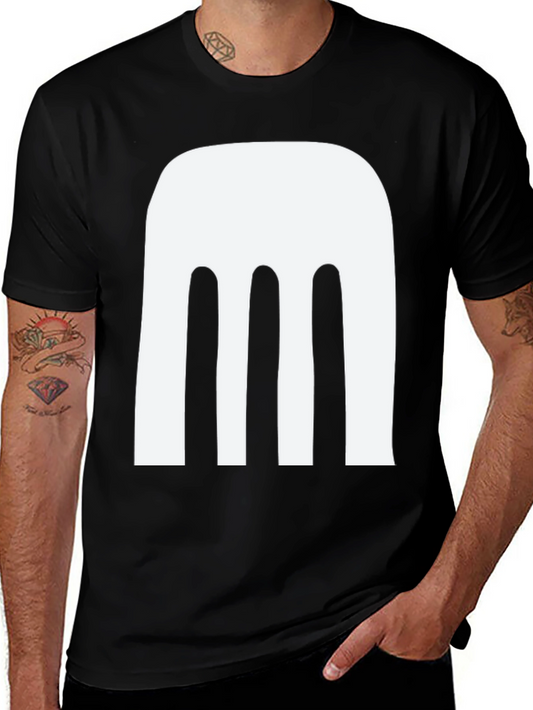 Abstract White Design Black T-Shirt