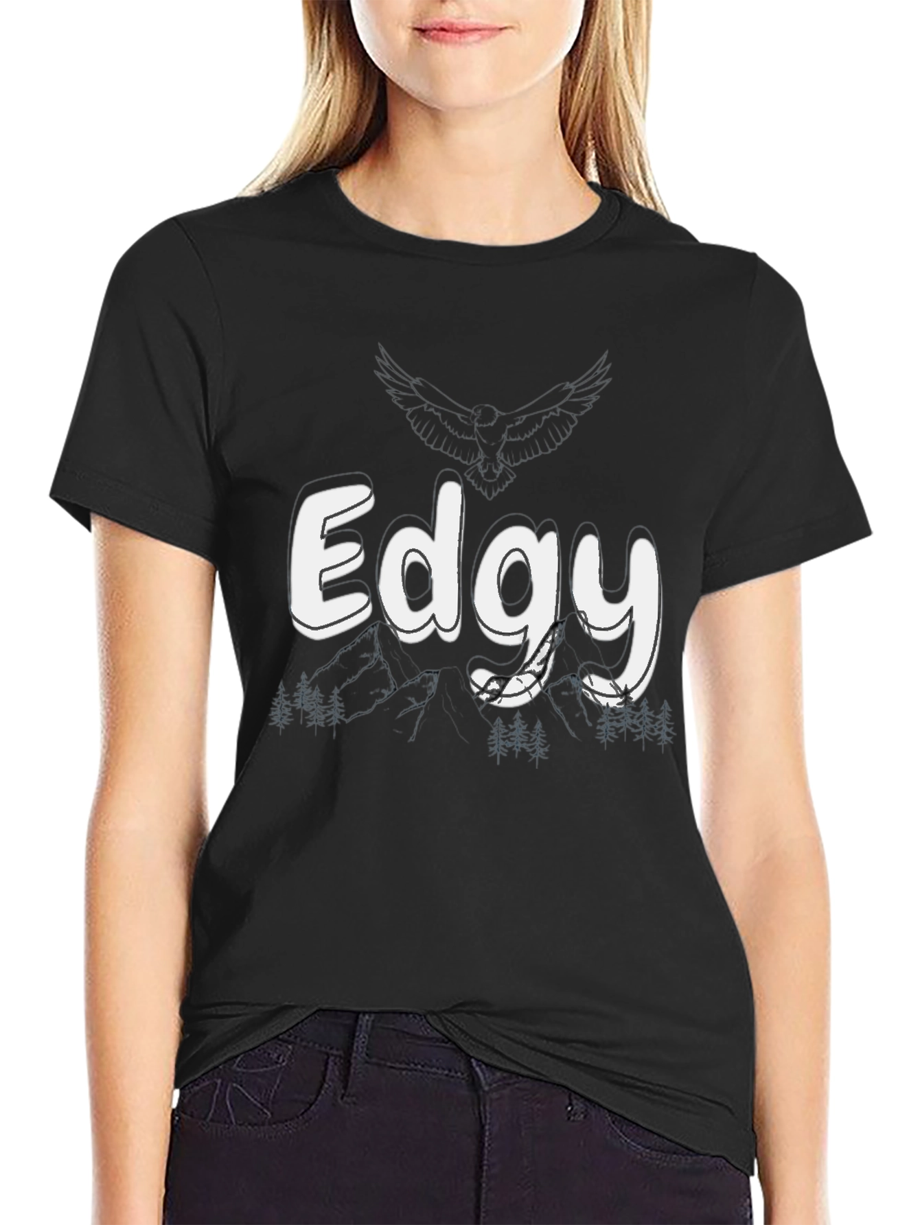 Edgy Graphic Print Black T-Shirt
