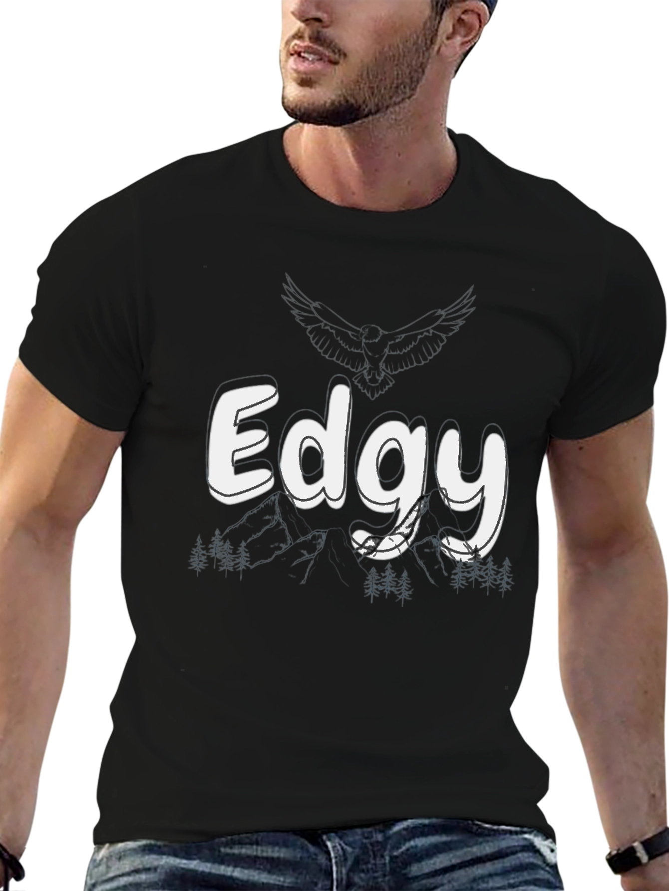 Edgy Graphic Print Black T-Shirt