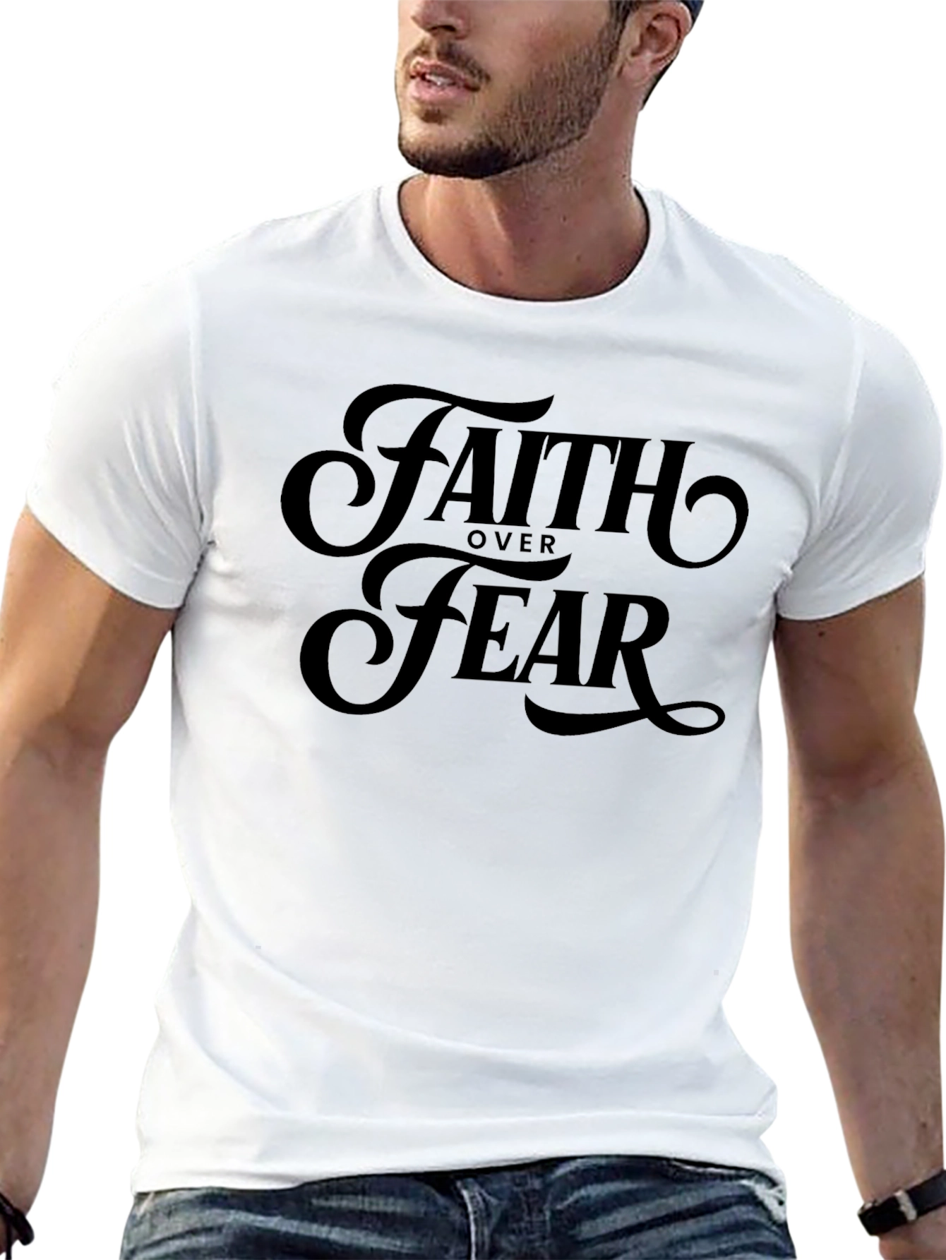 Faith Over Fear Black Graphic T-Shirt