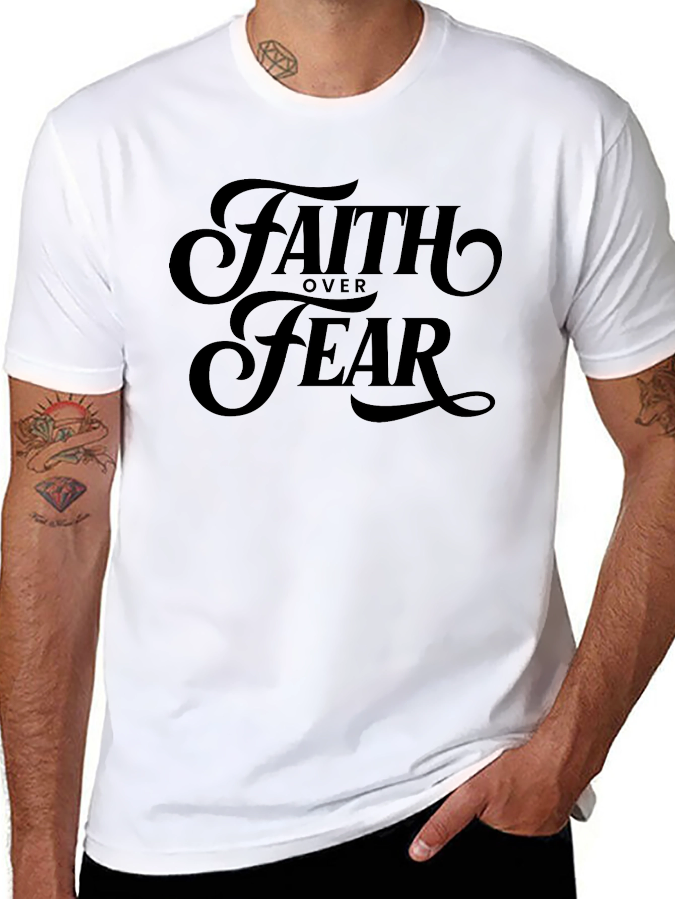 Faith Over Fear Black Graphic T-Shirt
