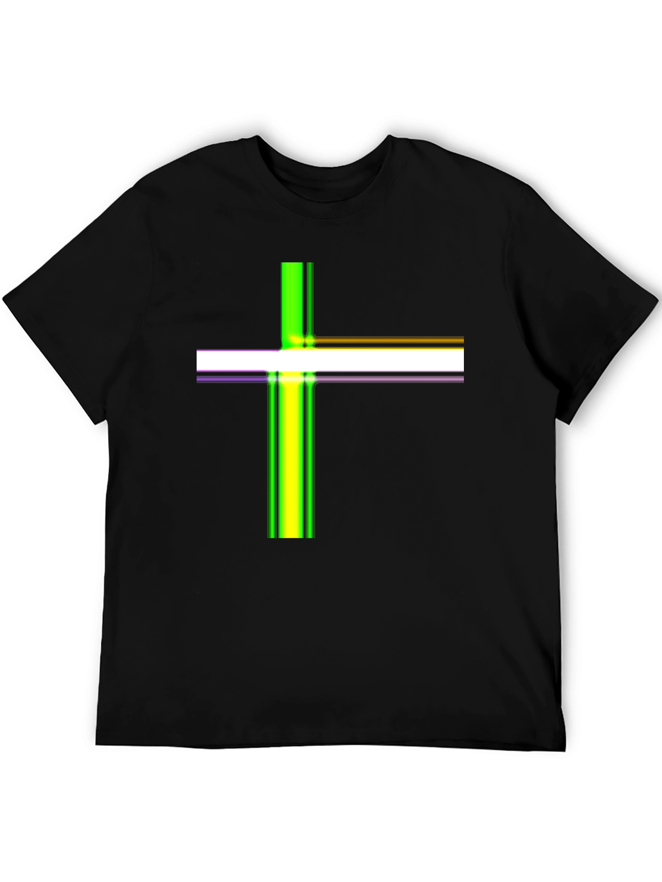 Striped Cross Graphic Black T-Shirt