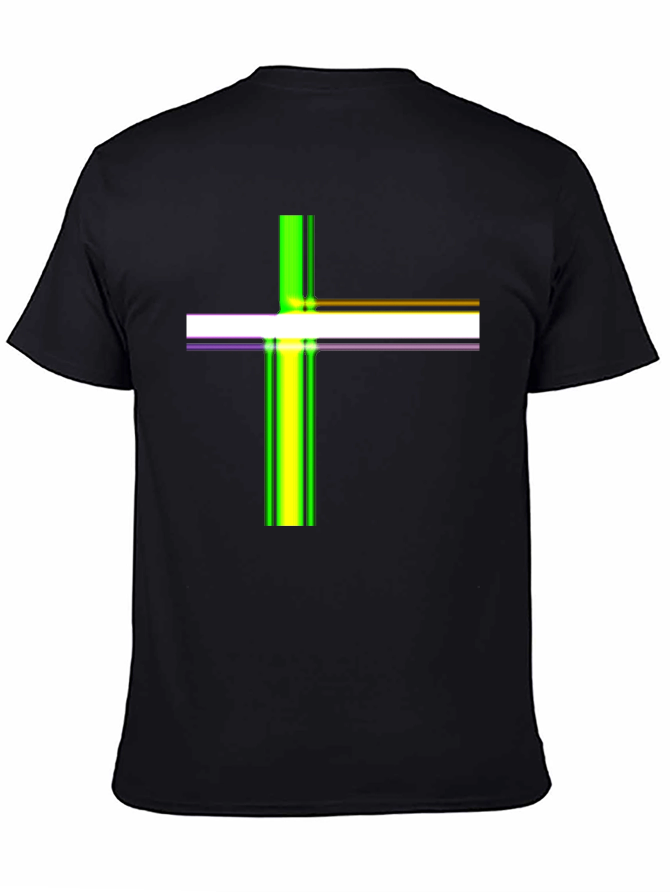 Striped Cross Graphic Black T-Shirt
