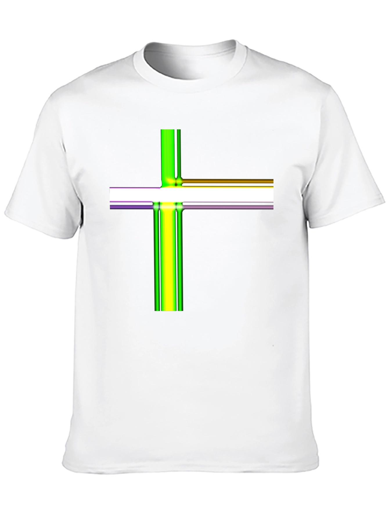 Striped Cross Graphic Black T-Shirt