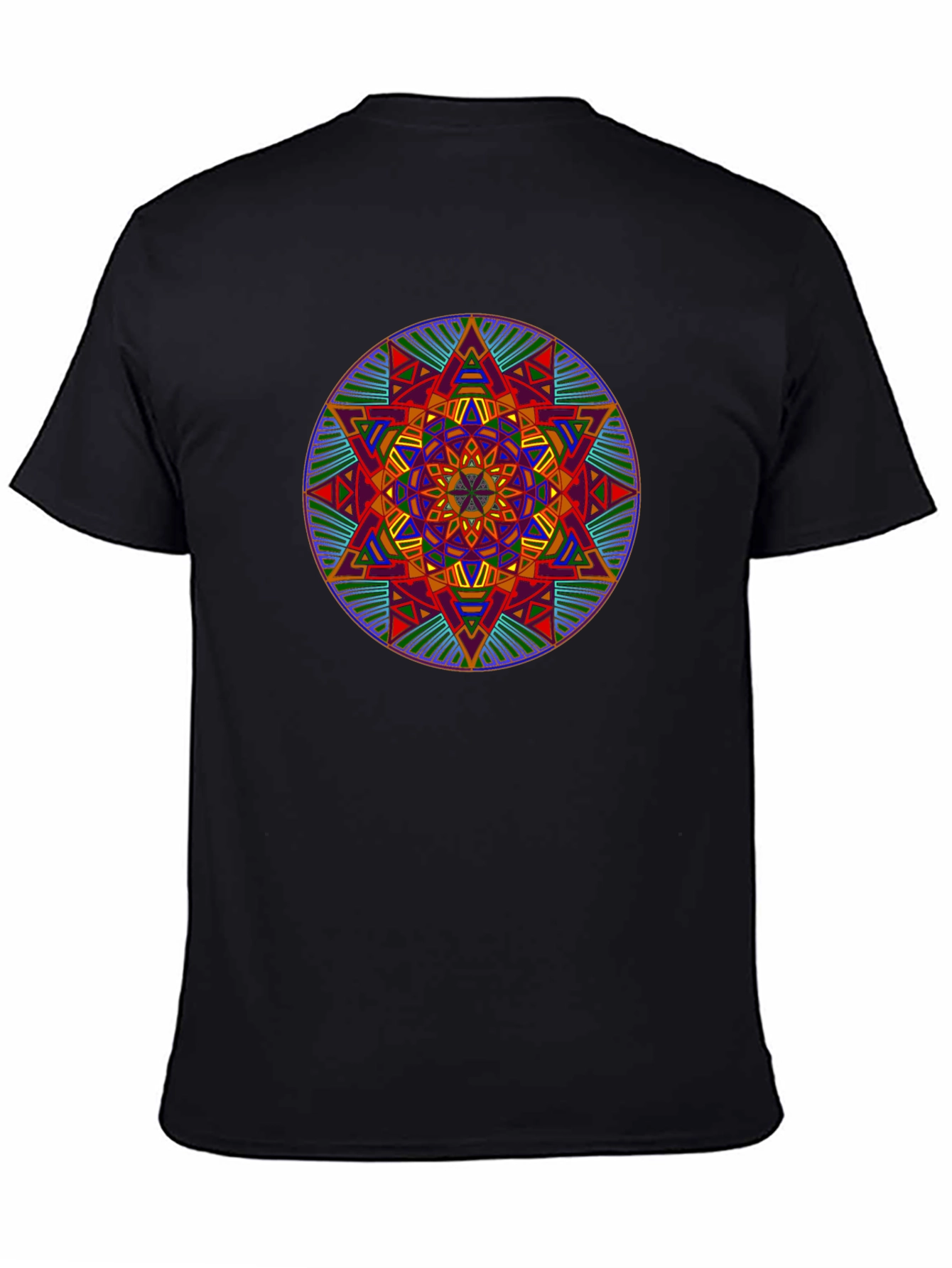 Geometric Mandala Graphic Print Black T-Shirt