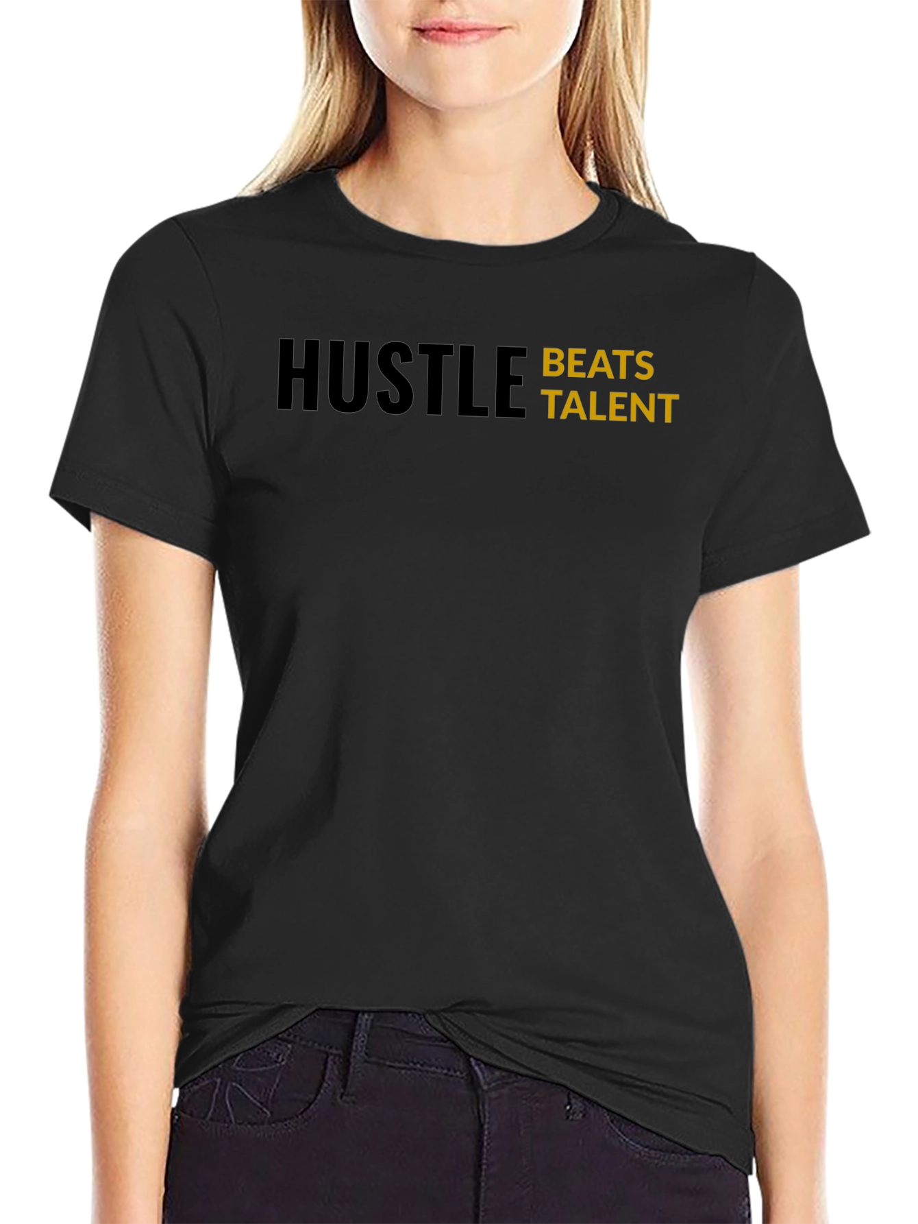 Hustle Beats Talent T-Shirt - Motivational Black Tee
