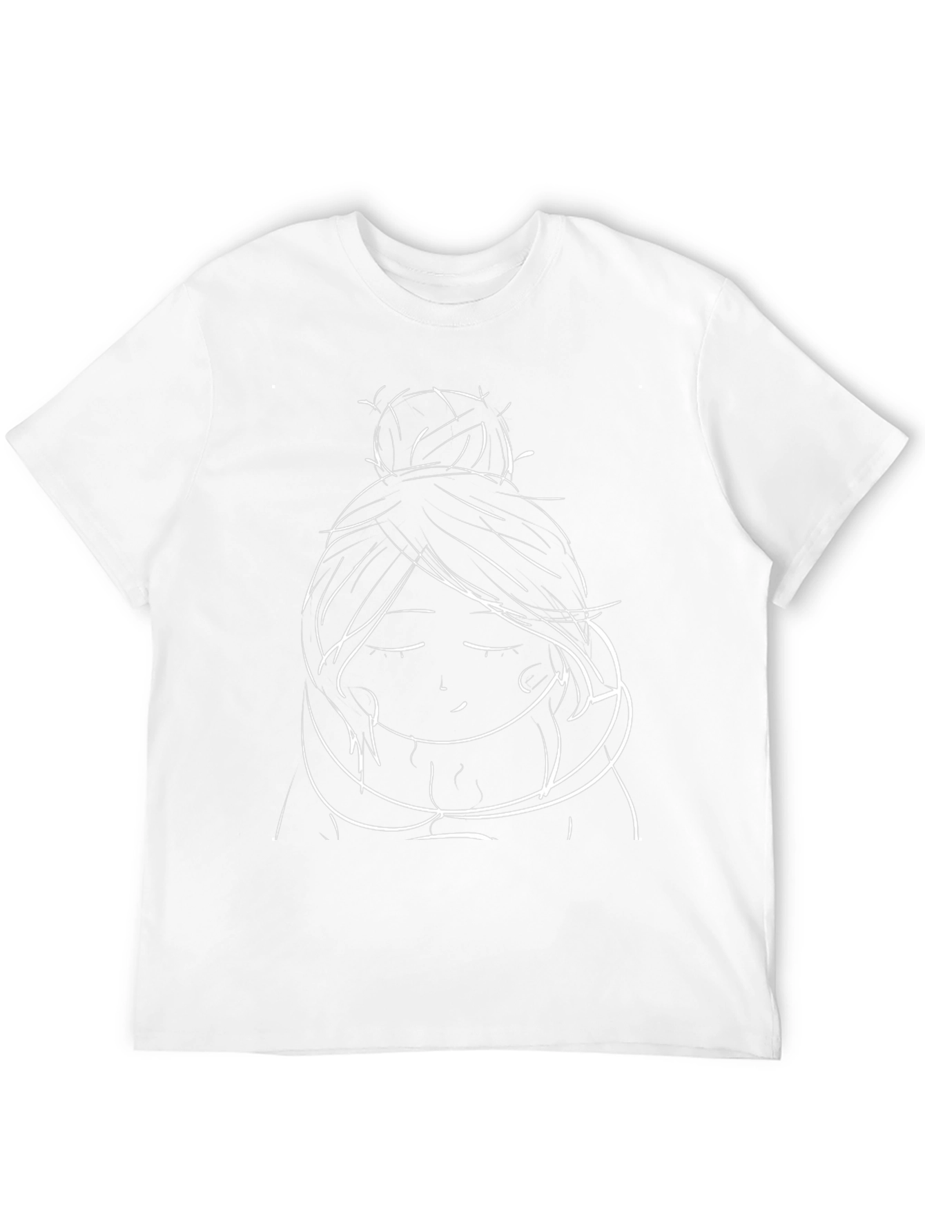 Minimalist Woman Bun Hairstyle Black T-Shirt