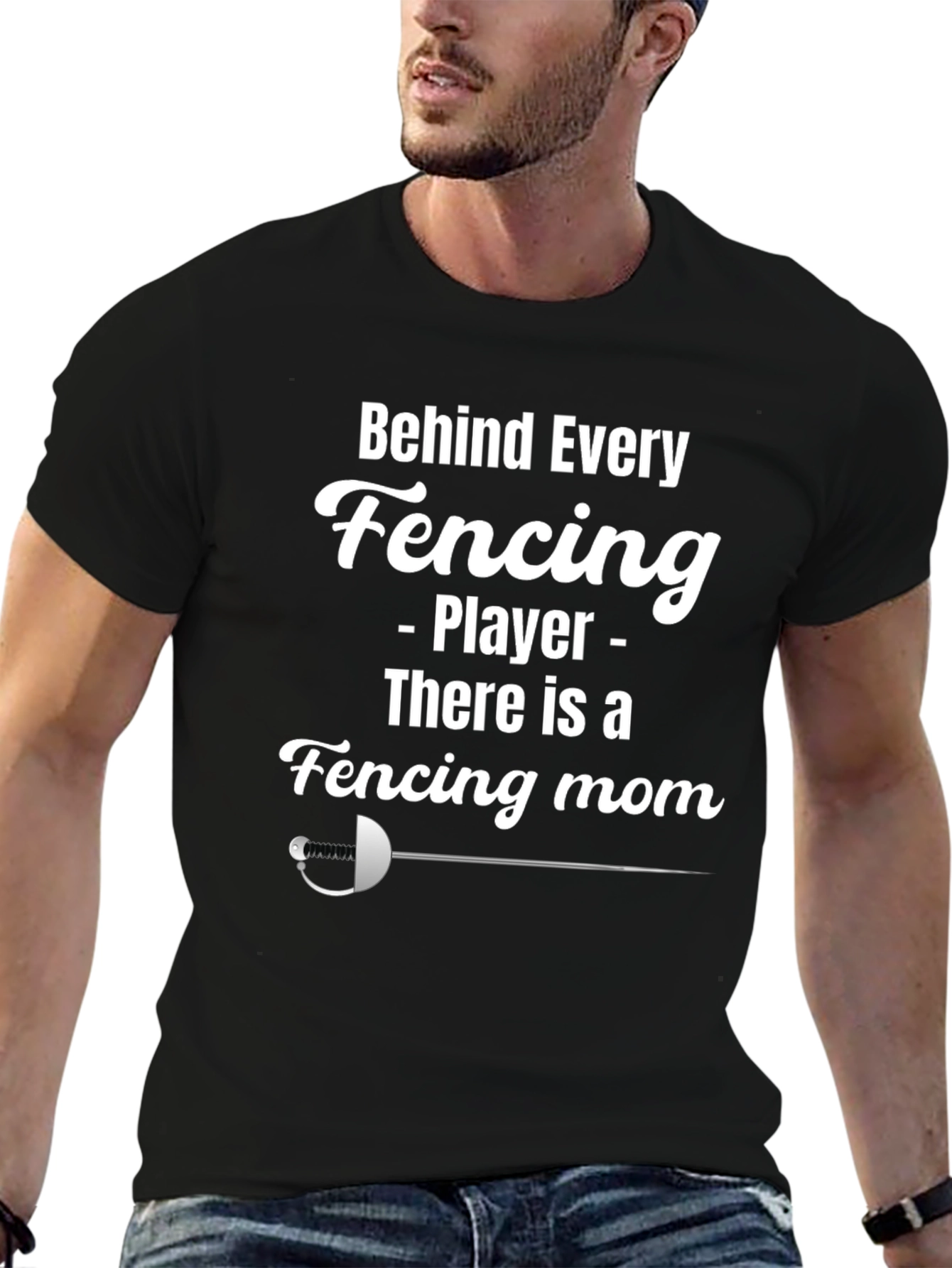 Fencing Mom T-Shirt - Black Graphic Tee