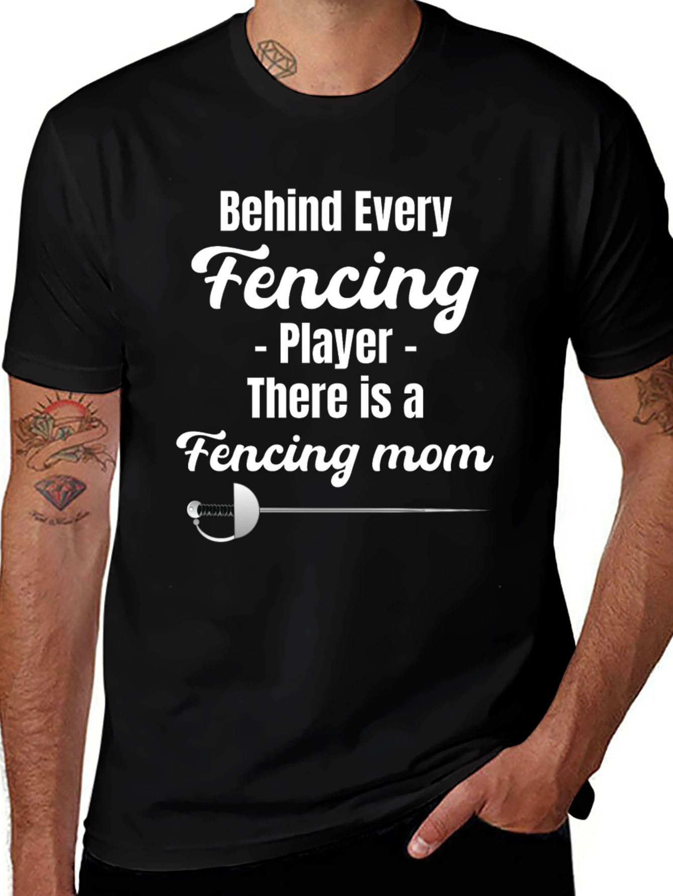 Fencing Mom T-Shirt - Black Graphic Tee