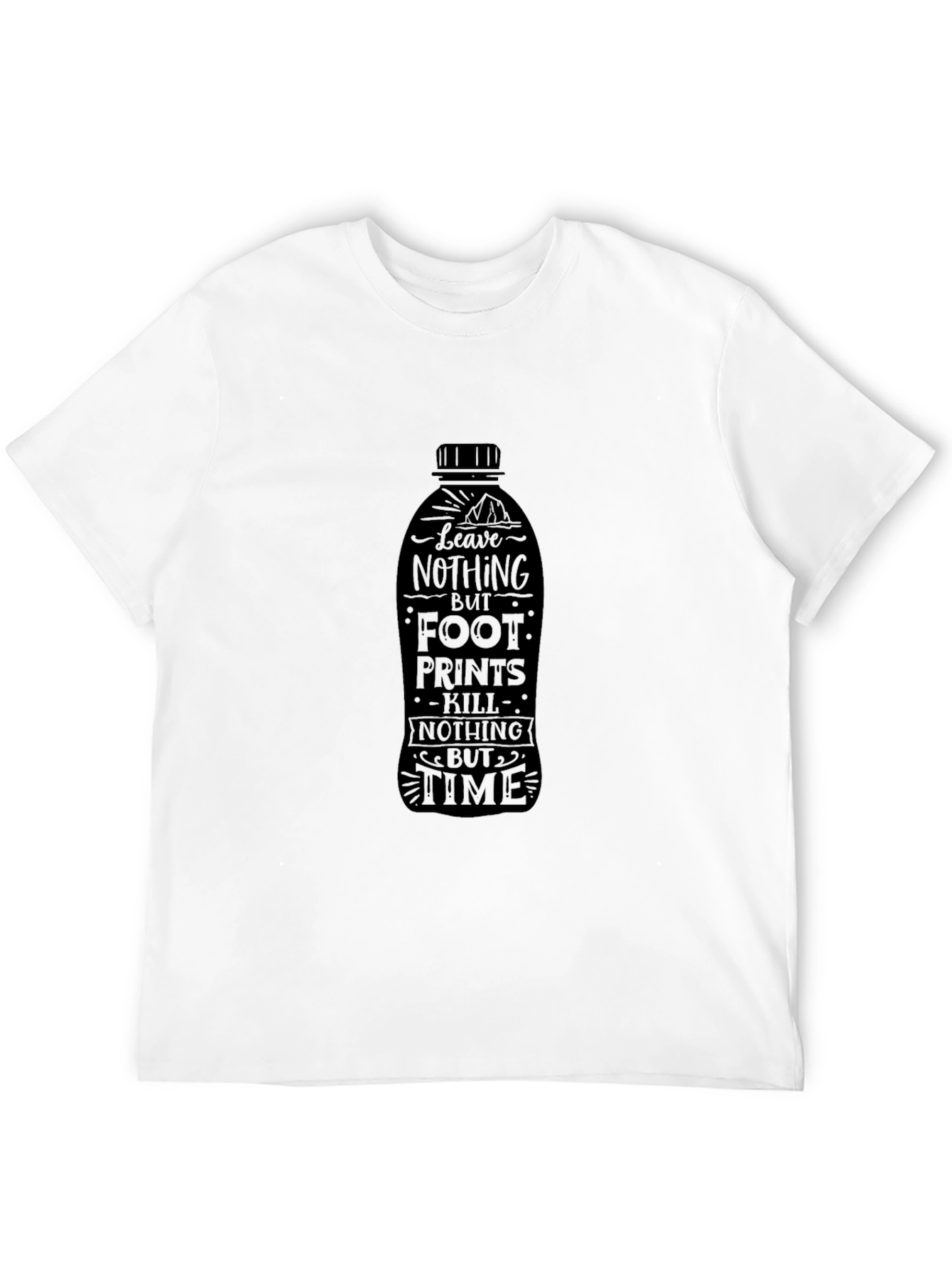 Eco-Friendly Black Graphic Tee - Leave Nothing But Footprints