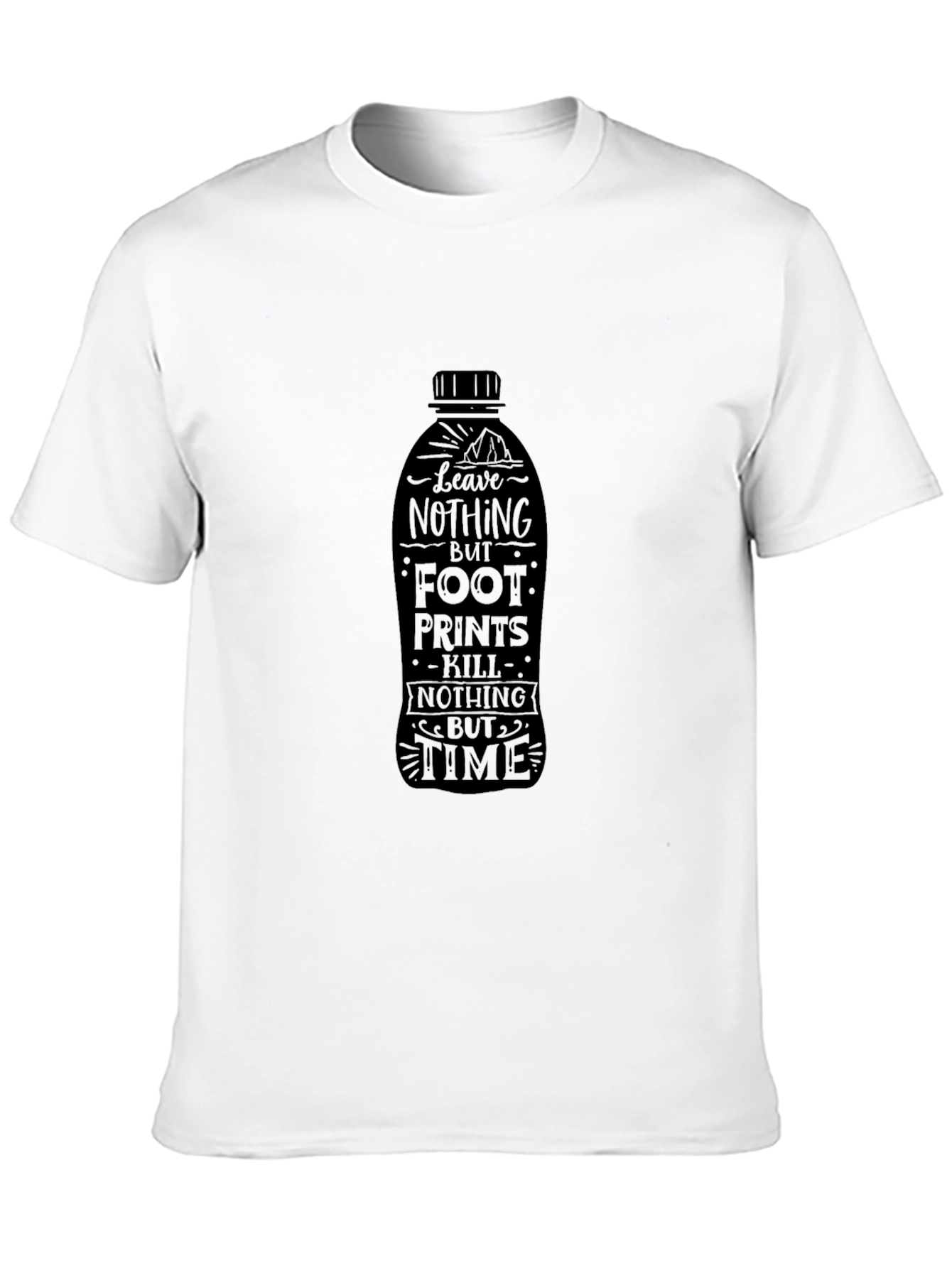 Eco-Friendly Black Graphic Tee - Leave Nothing But Footprints