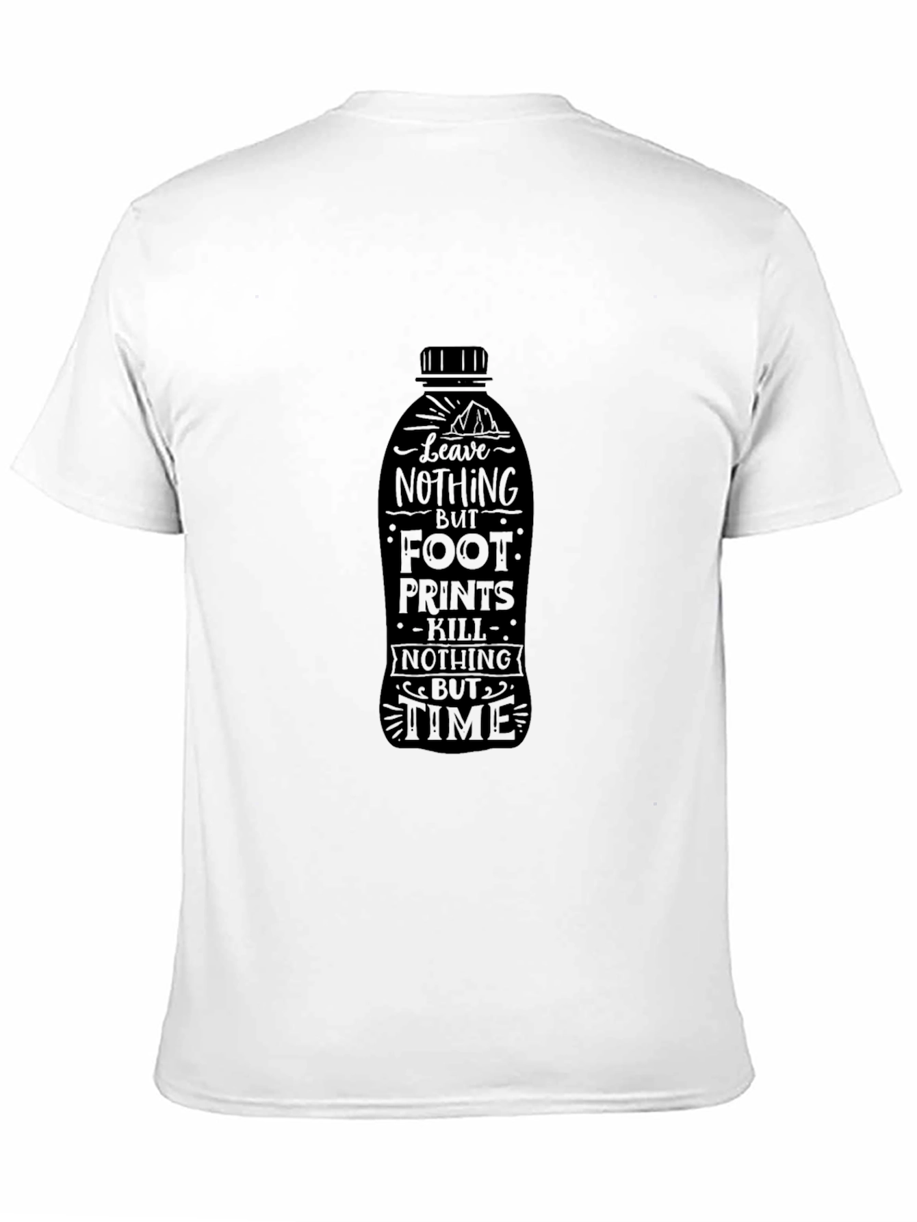 Eco-Friendly Black Graphic Tee - Leave Nothing But Footprints