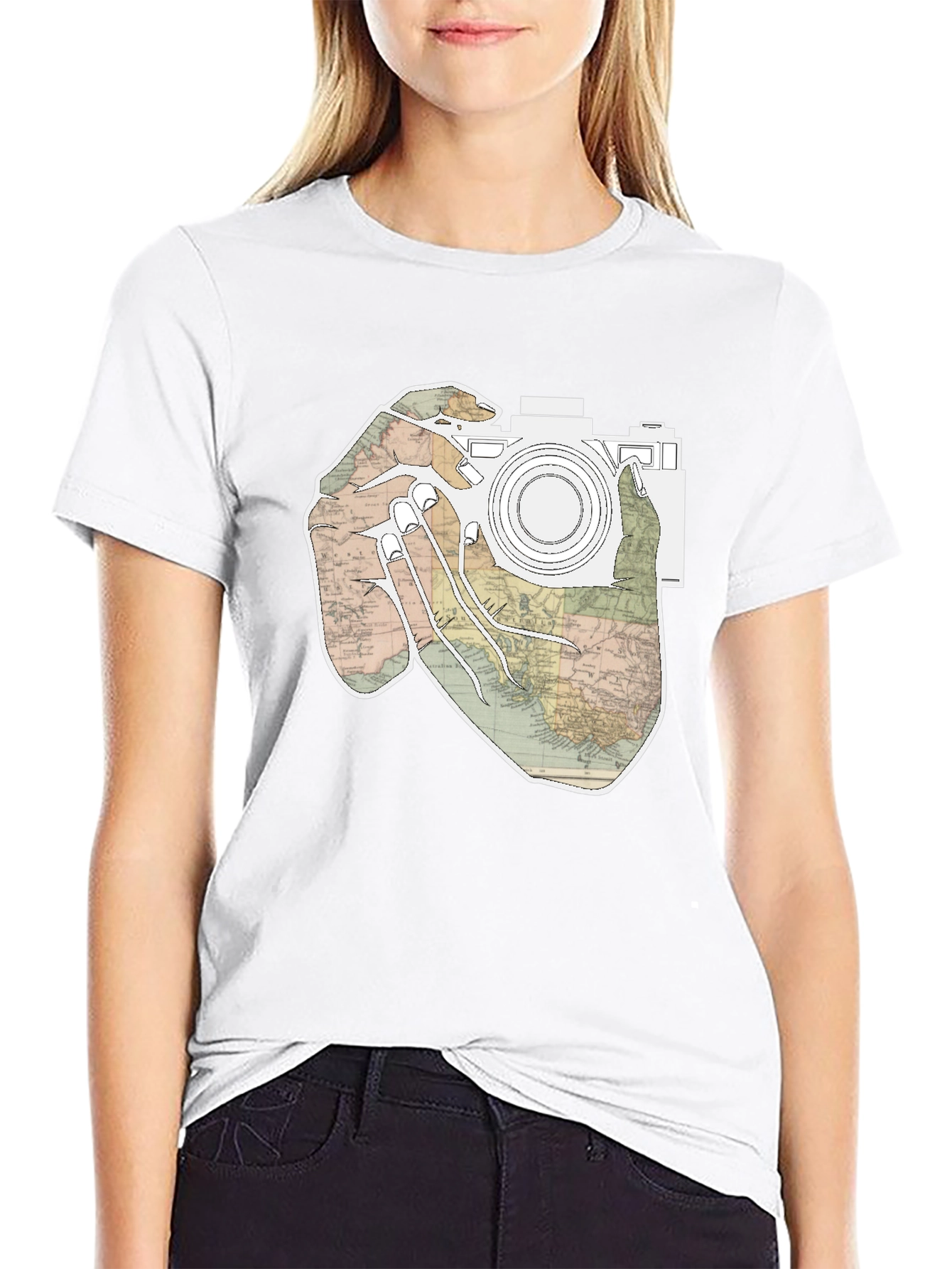 World Map Camera T-Shirt