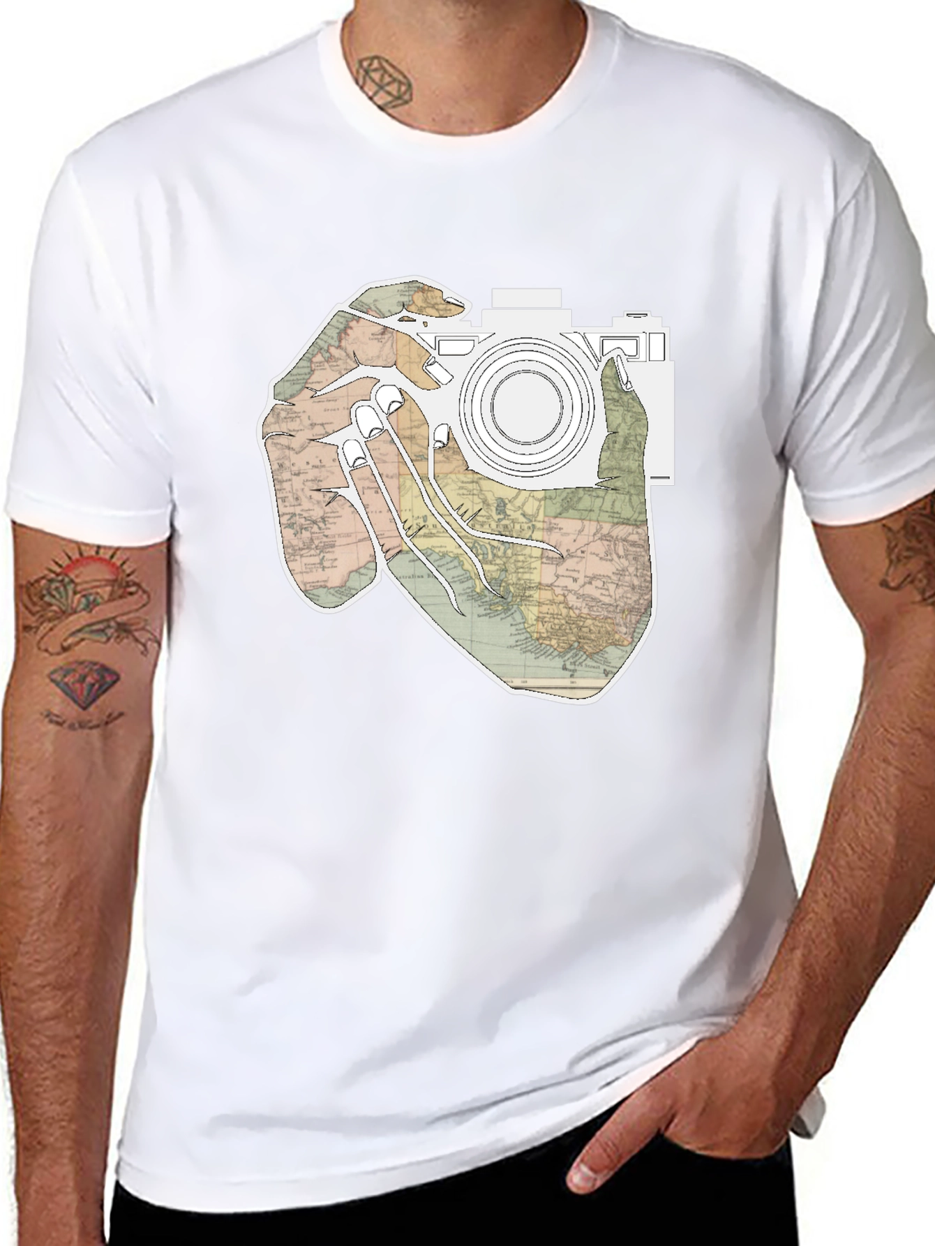 World Map Camera T-Shirt
