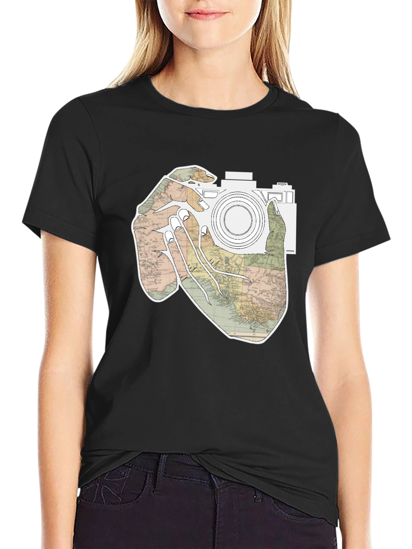 World Map Camera T-Shirt